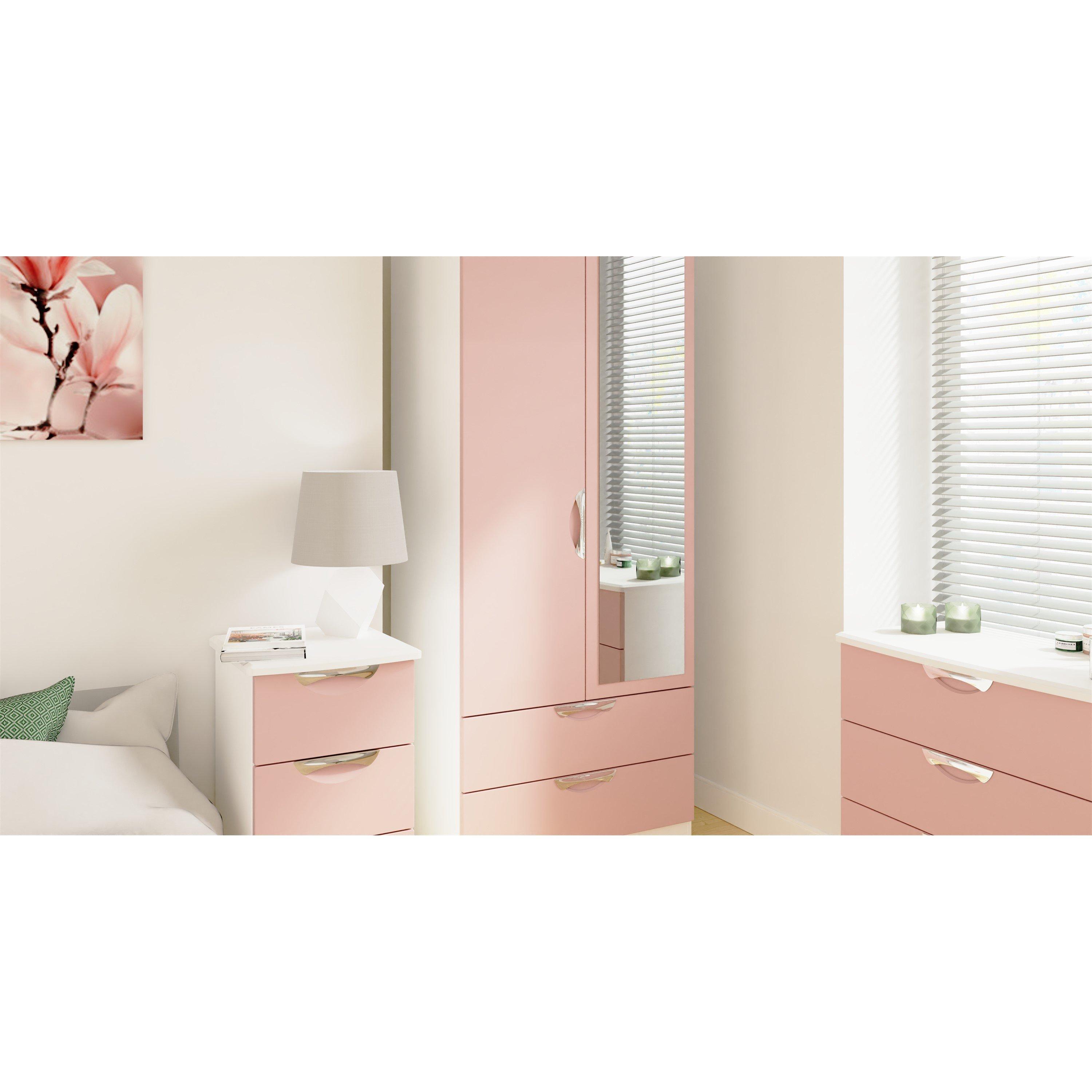 Kobe Pink & Whi - Welcome Furniture - Camden 2 Door 2 Drawer Mirrored Robe - Ready Assem - 8