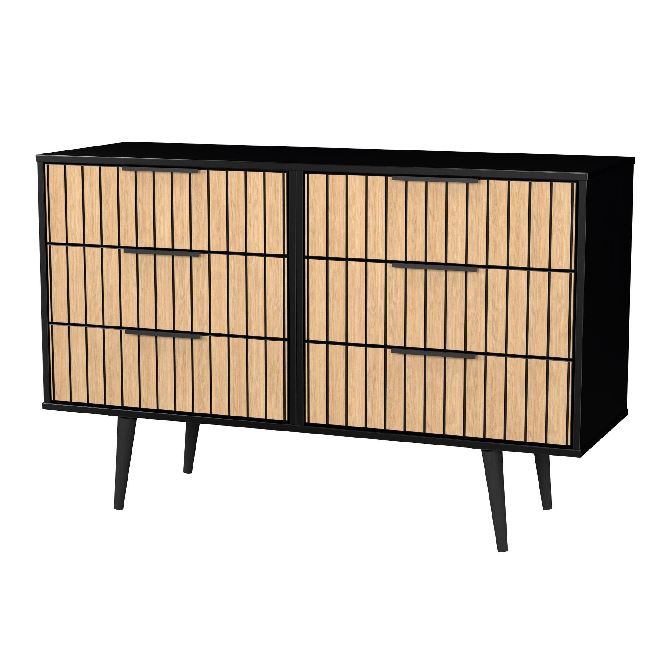 Slatted Oak & B - Welcome Furniture - Fiji 6 Drawer Chest - Ready Assembled - 4