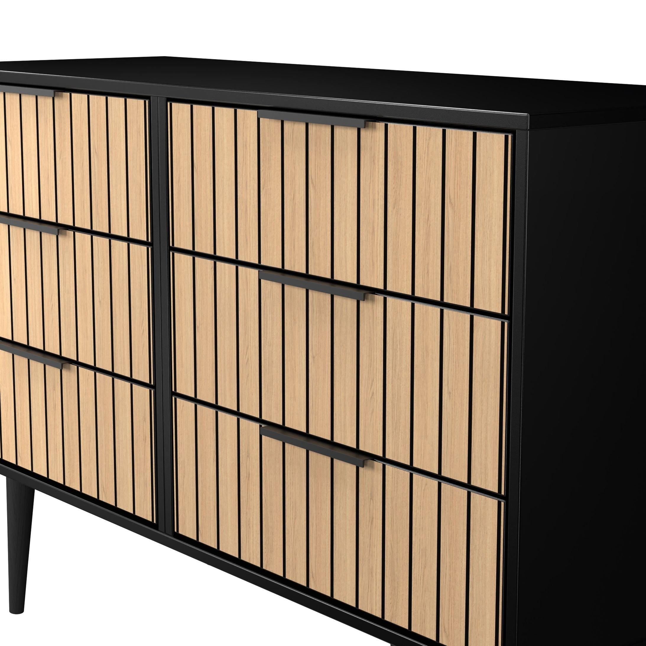 Slatted Oak & B - Welcome Furniture - Fiji 6 Drawer Chest - Ready Assembled - 5