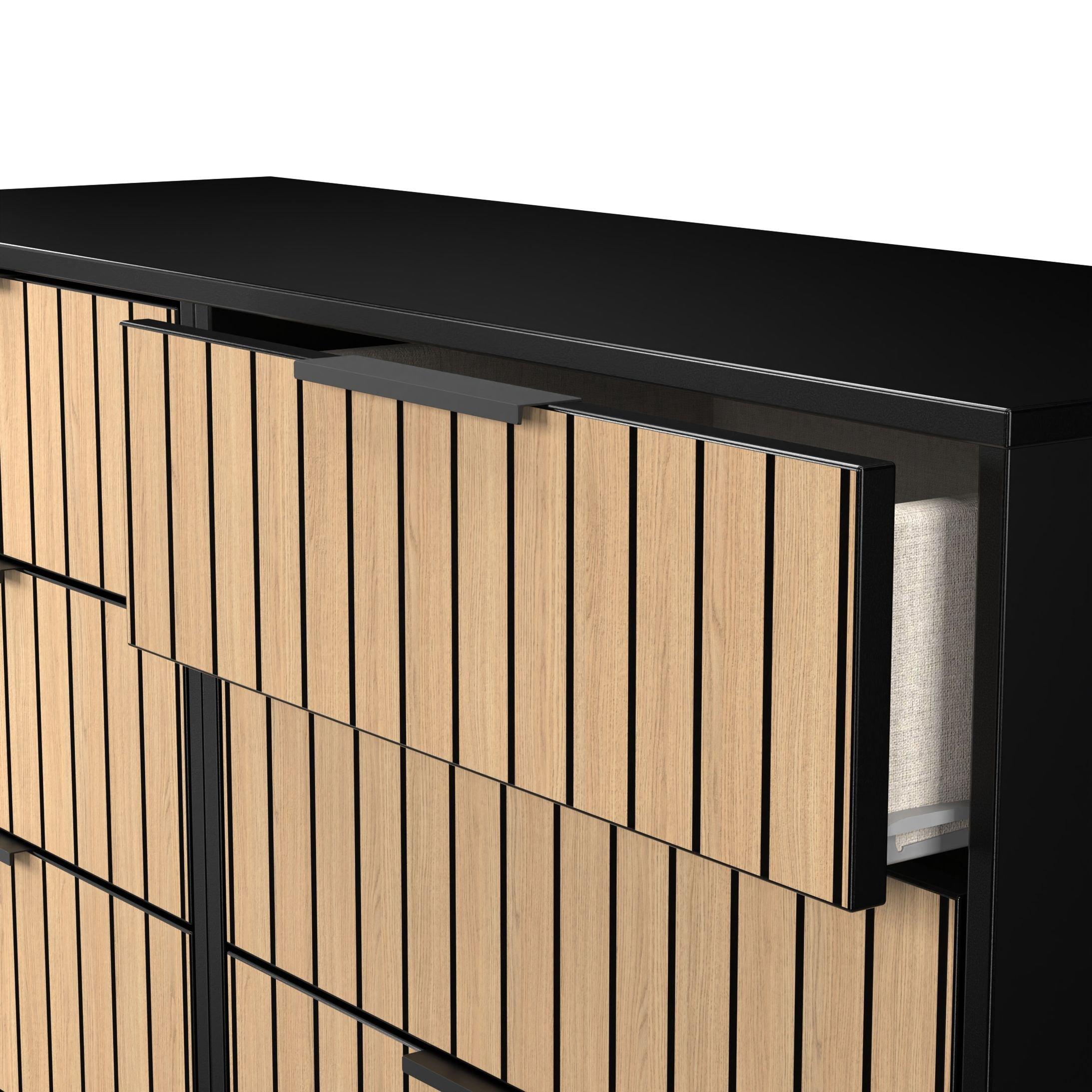 Slatted Oak & B - Welcome Furniture - Fiji 6 Drawer Chest - Ready Assembled - 6