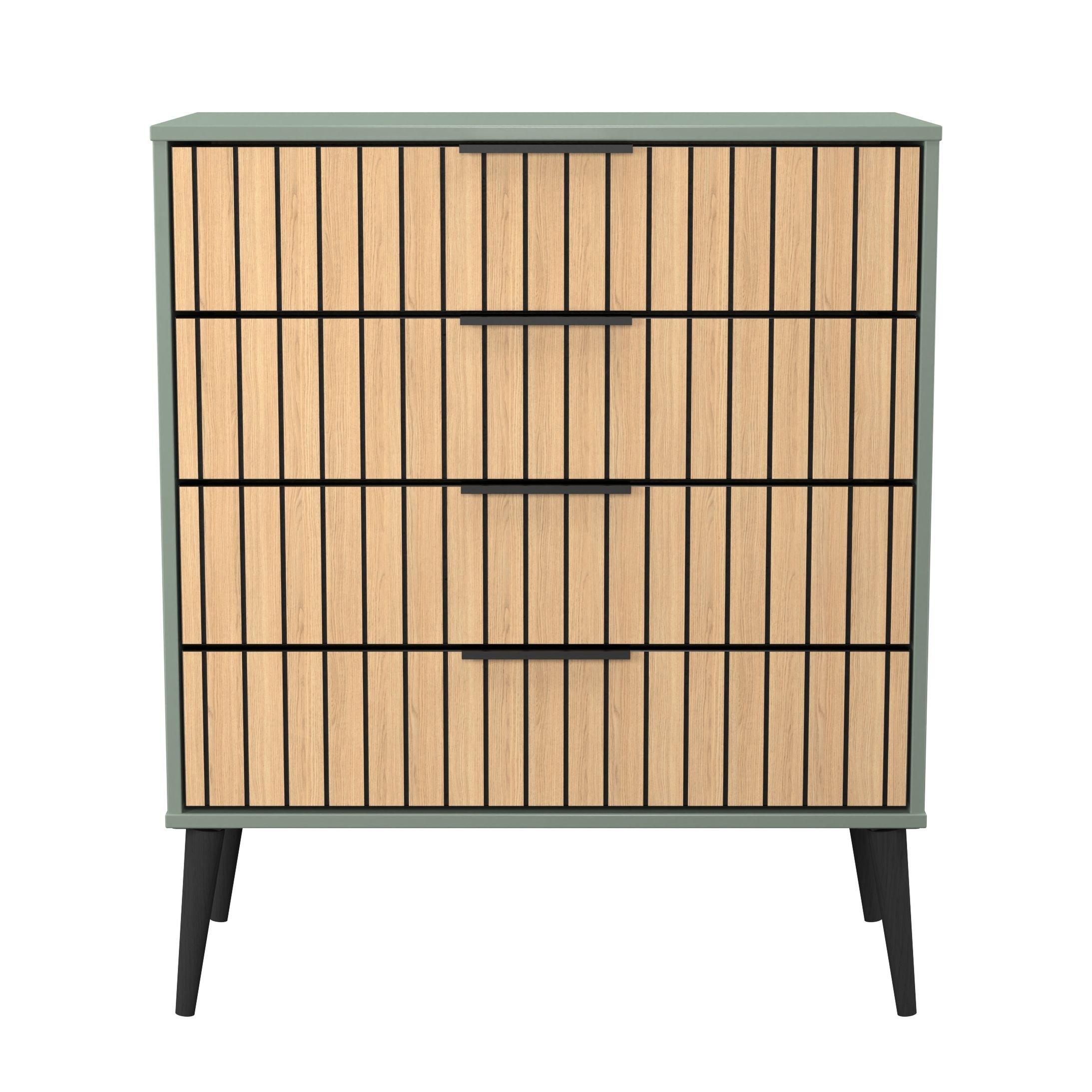 Slatted Oak & R - Welcome Furniture - Fiji 4 Drawer Chest - Ready Assembled - 2