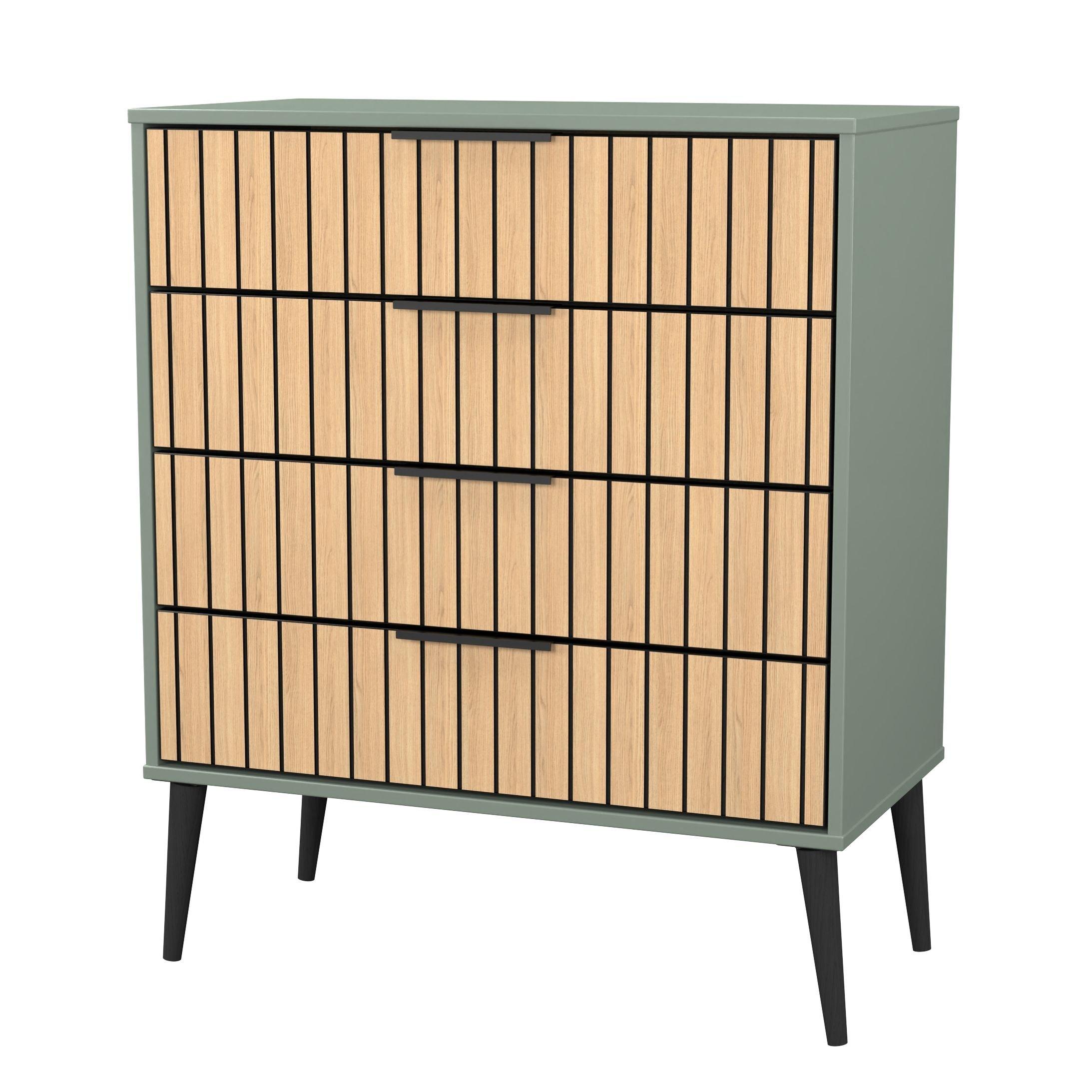 Slatted Oak & R - Welcome Furniture - Fiji 4 Drawer Chest - Ready Assembled - 4