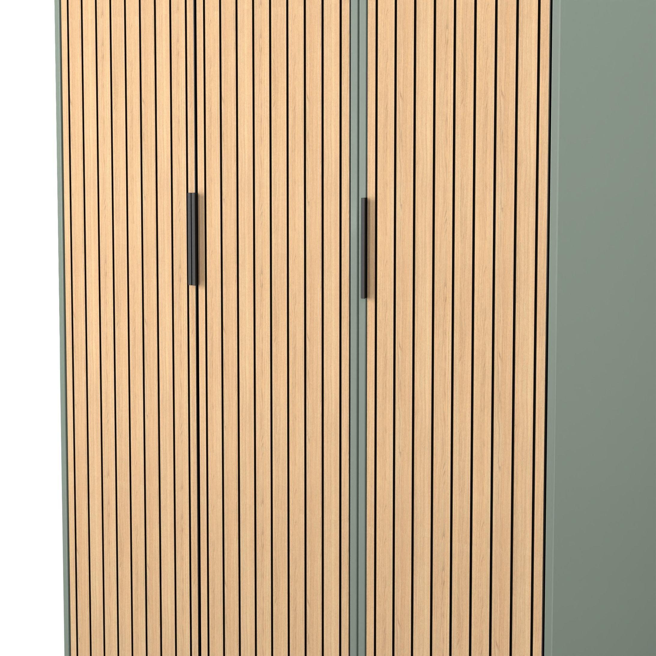 Slatted Oak & R - Welcome Furniture - Fiji 3 Door Wardrobe - Ready Assembled - 4