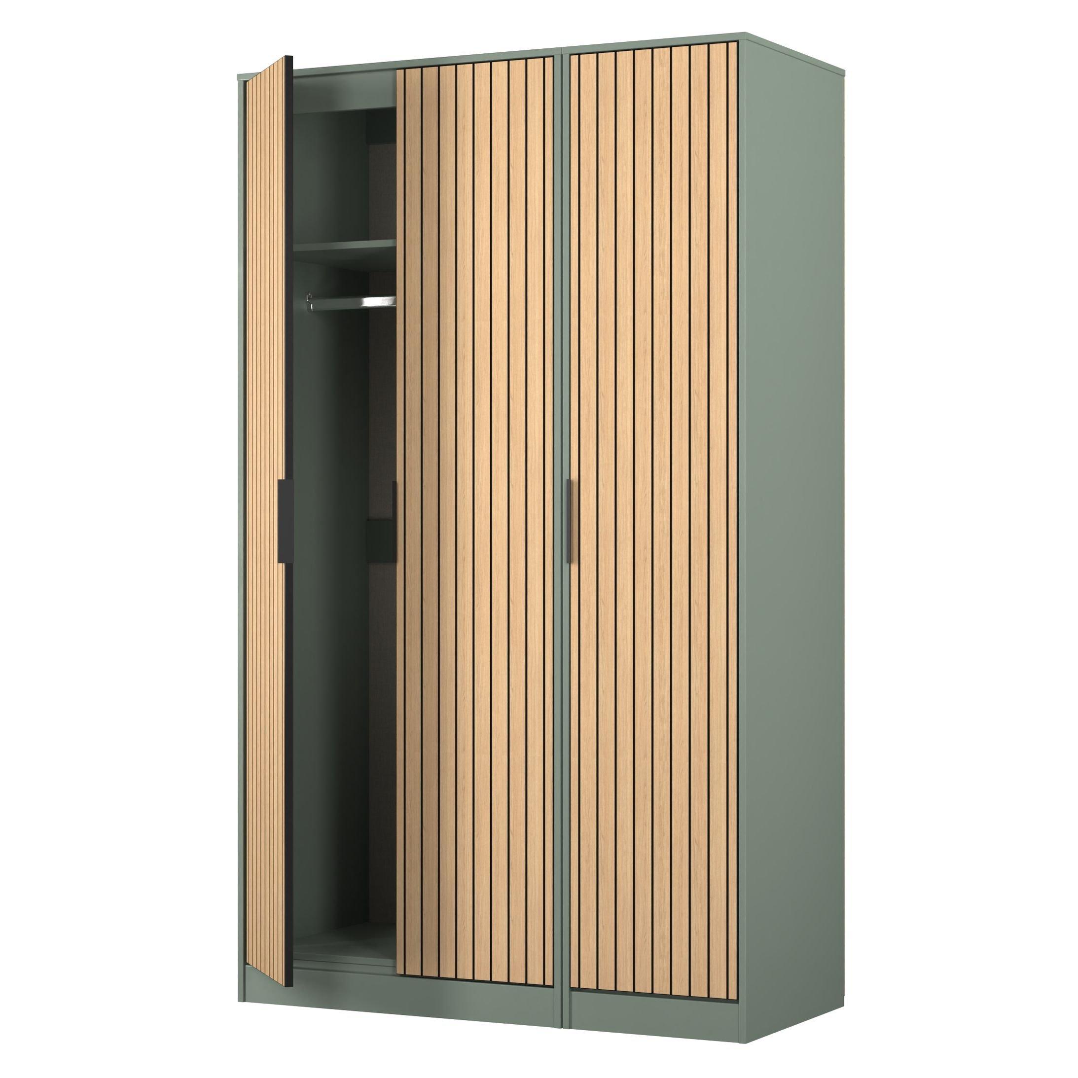Slatted Oak & R - Welcome Furniture - Fiji 3 Door Wardrobe - Ready Assembled - 5