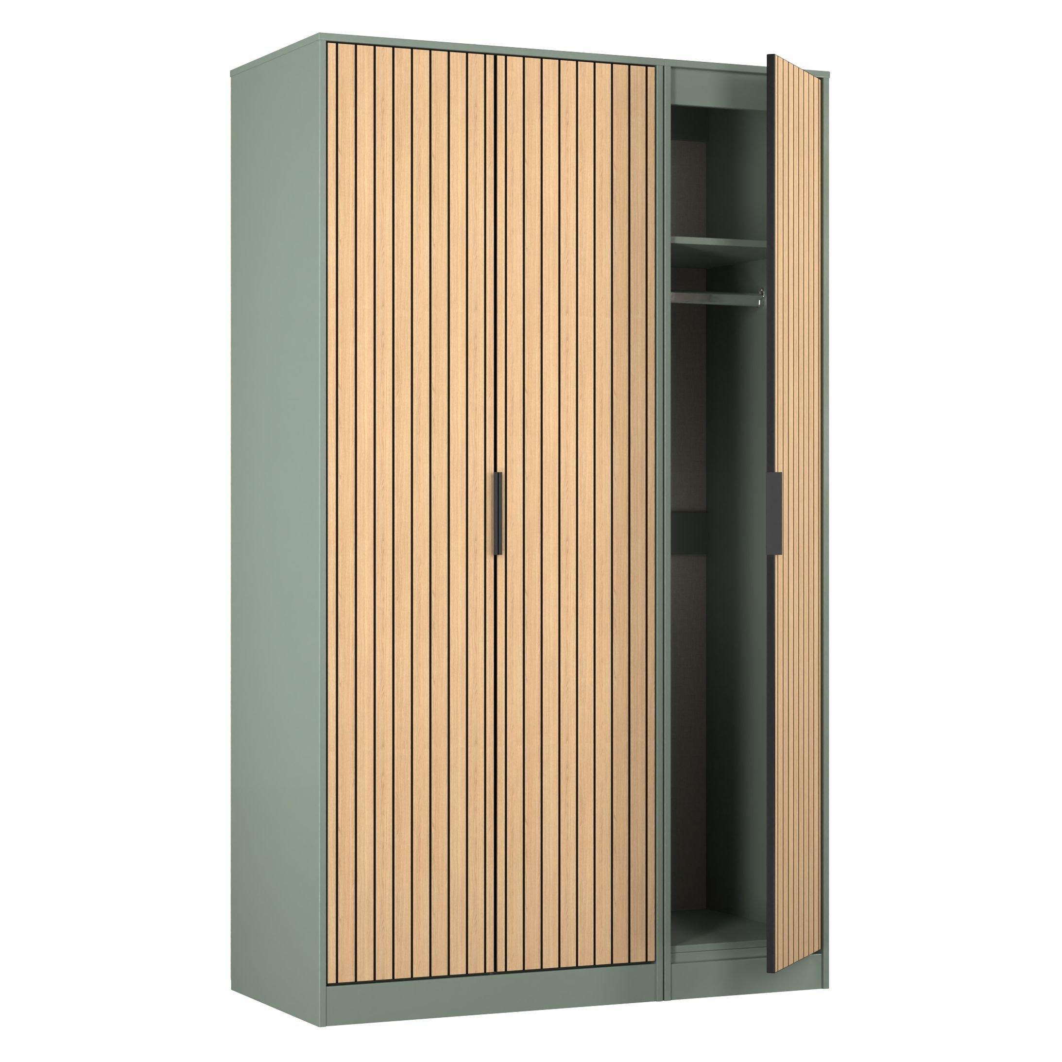 Slatted Oak & R - Welcome Furniture - Fiji 3 Door Wardrobe - Ready Assembled - 6
