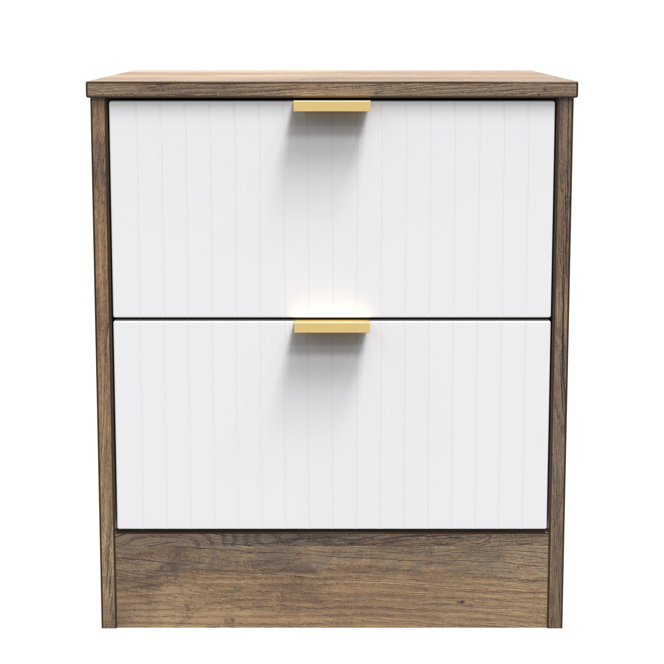 White Matt & Vi - Welcome Furniture - Nashville 2 Drawer Bedside Cabinet - 2