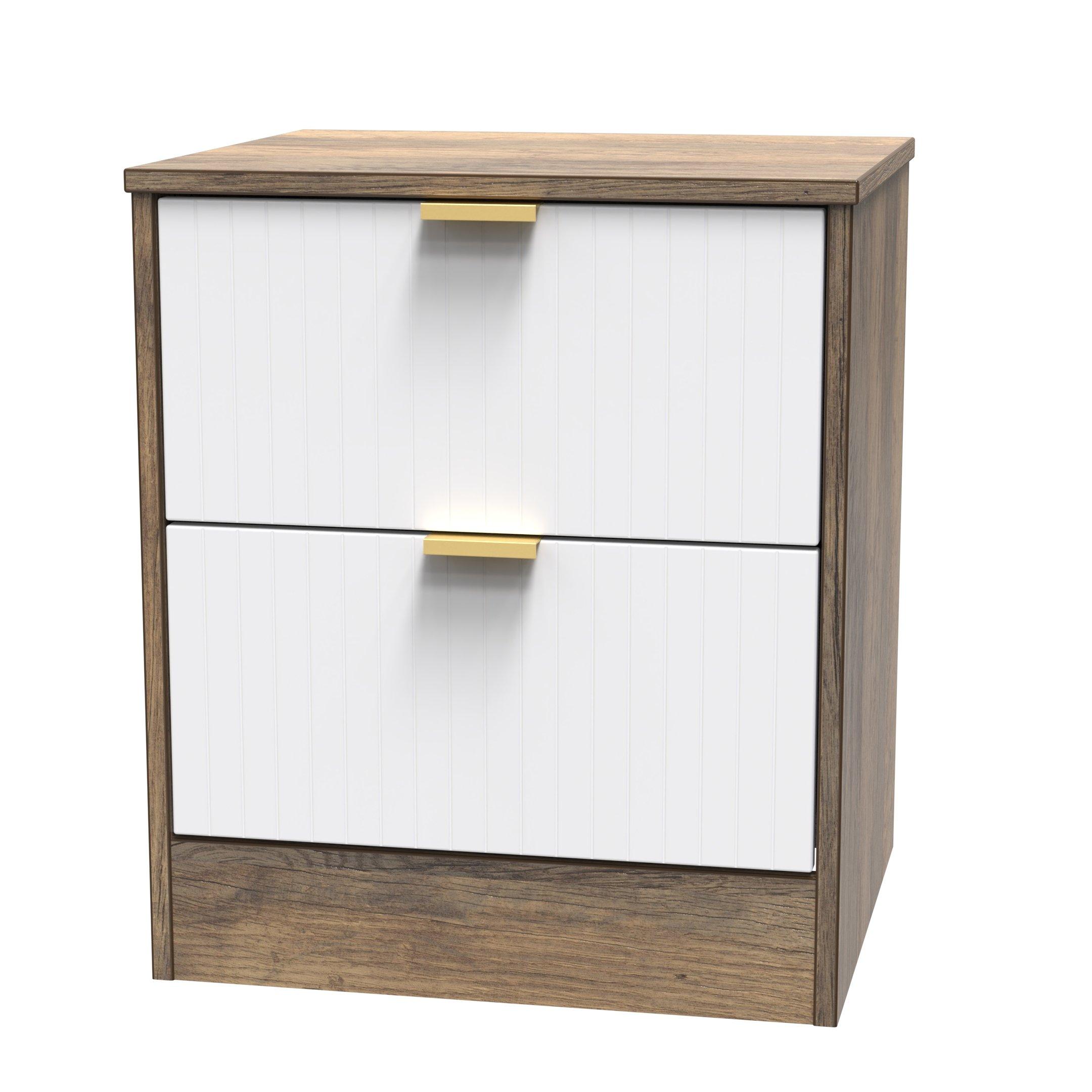 White Matt & Vi - Welcome Furniture - Nashville 2 Drawer Bedside Cabinet - 4