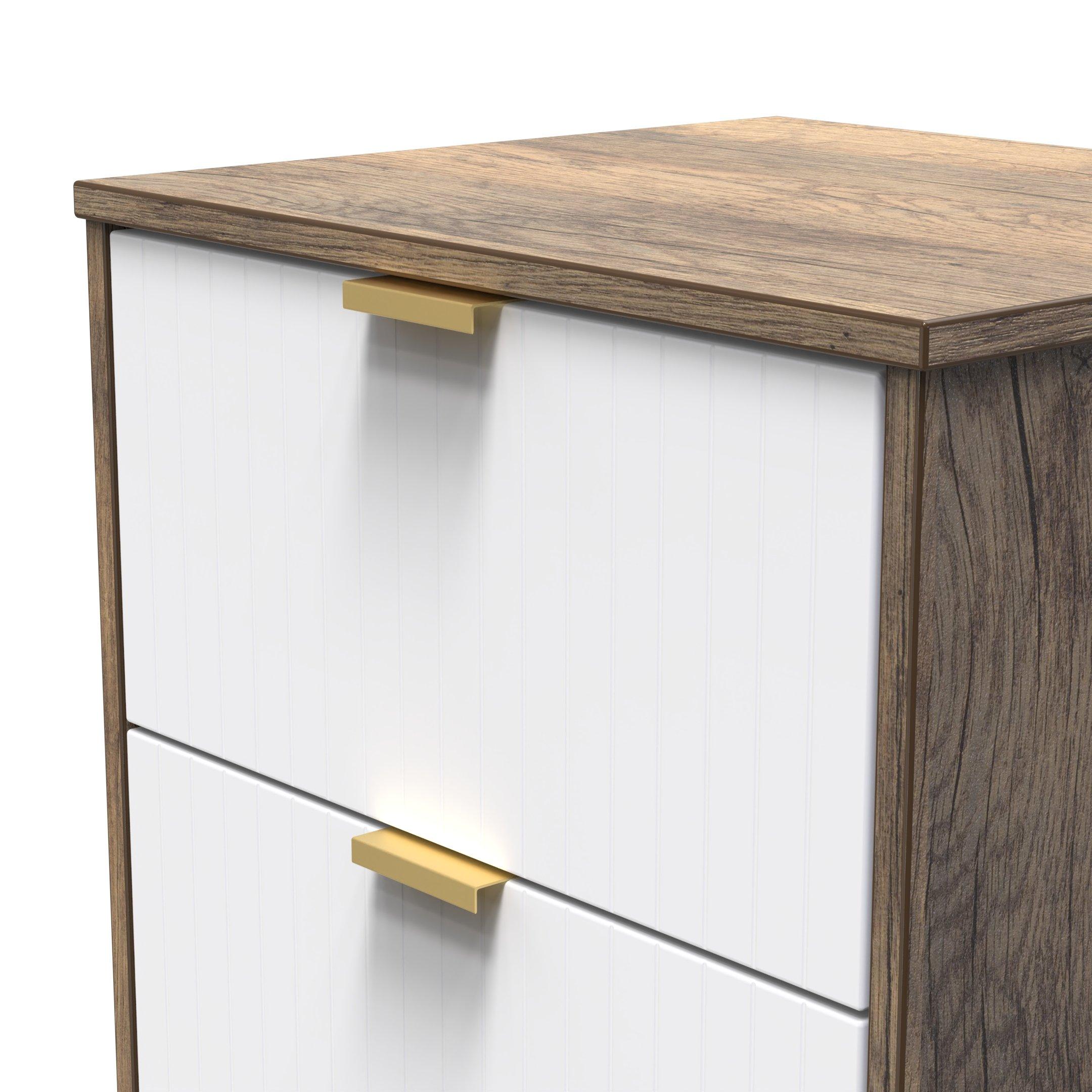 White Matt & Vi - Welcome Furniture - Nashville 2 Drawer Bedside Cabinet - 5