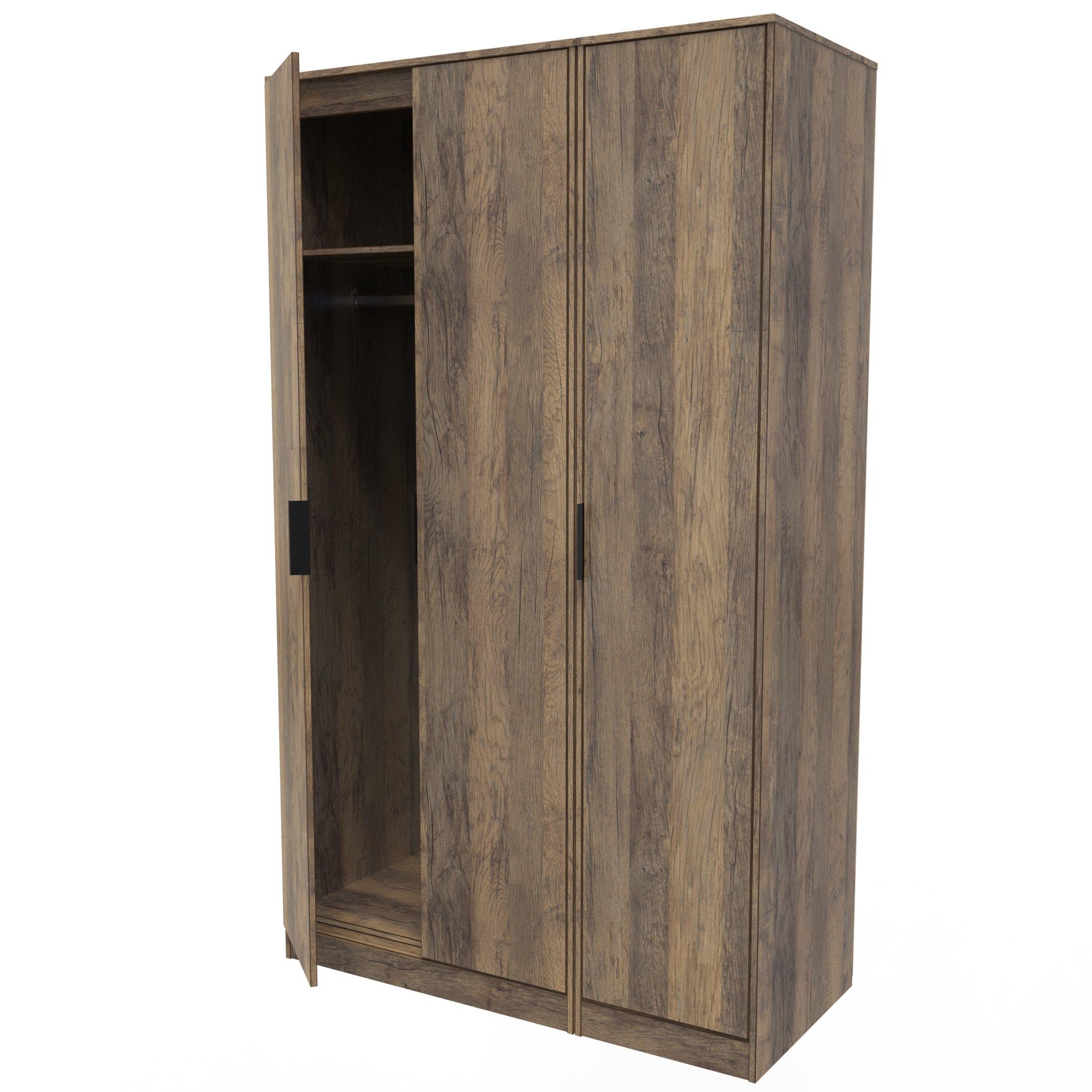 Vintage Oak - Welcome Furniture - Severn 3 Door Wardrobe - Ready Assembled - 5