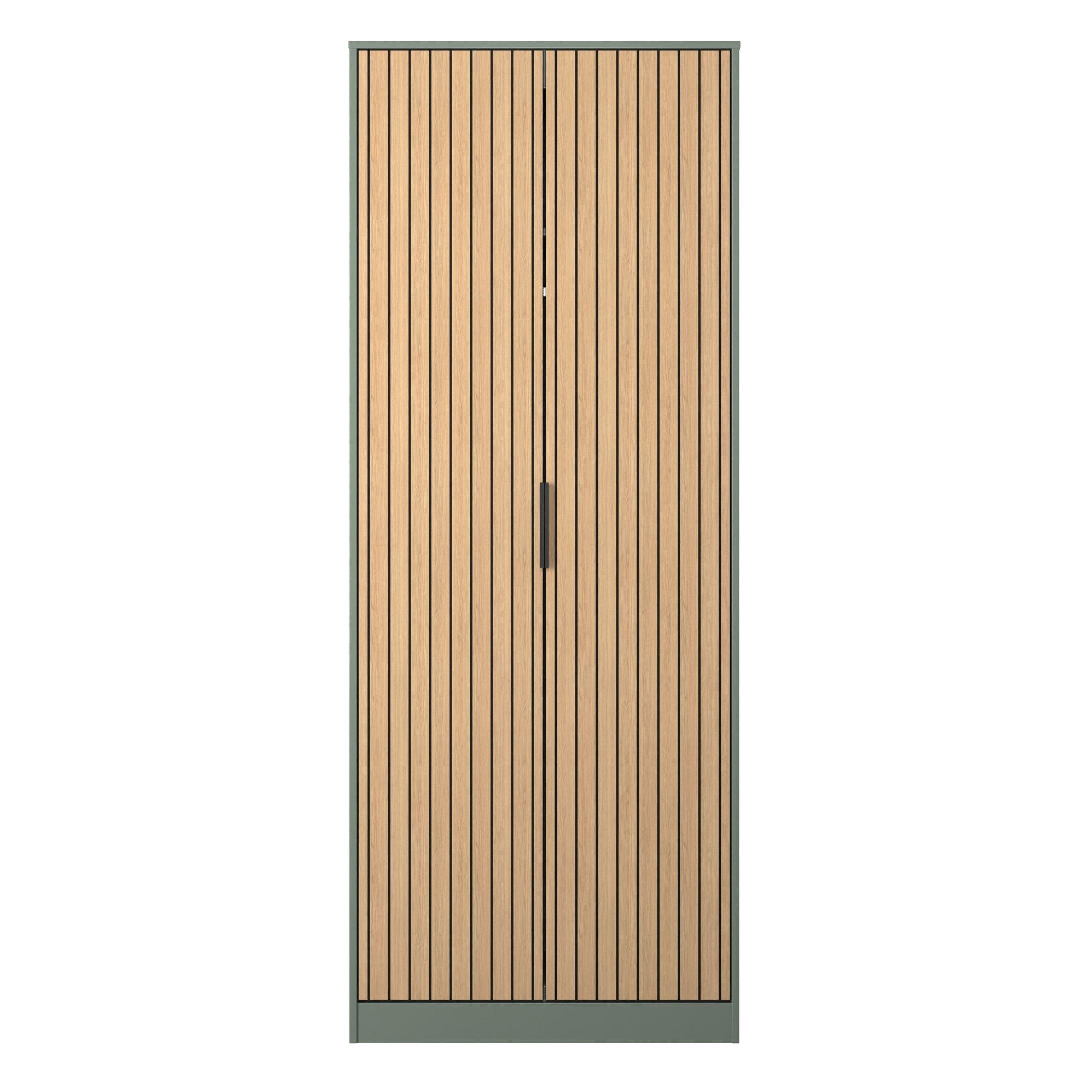 Slatted Oak & R - Welcome Furniture - Fiji 2 Door Wardrobe - Ready Assembled - 2