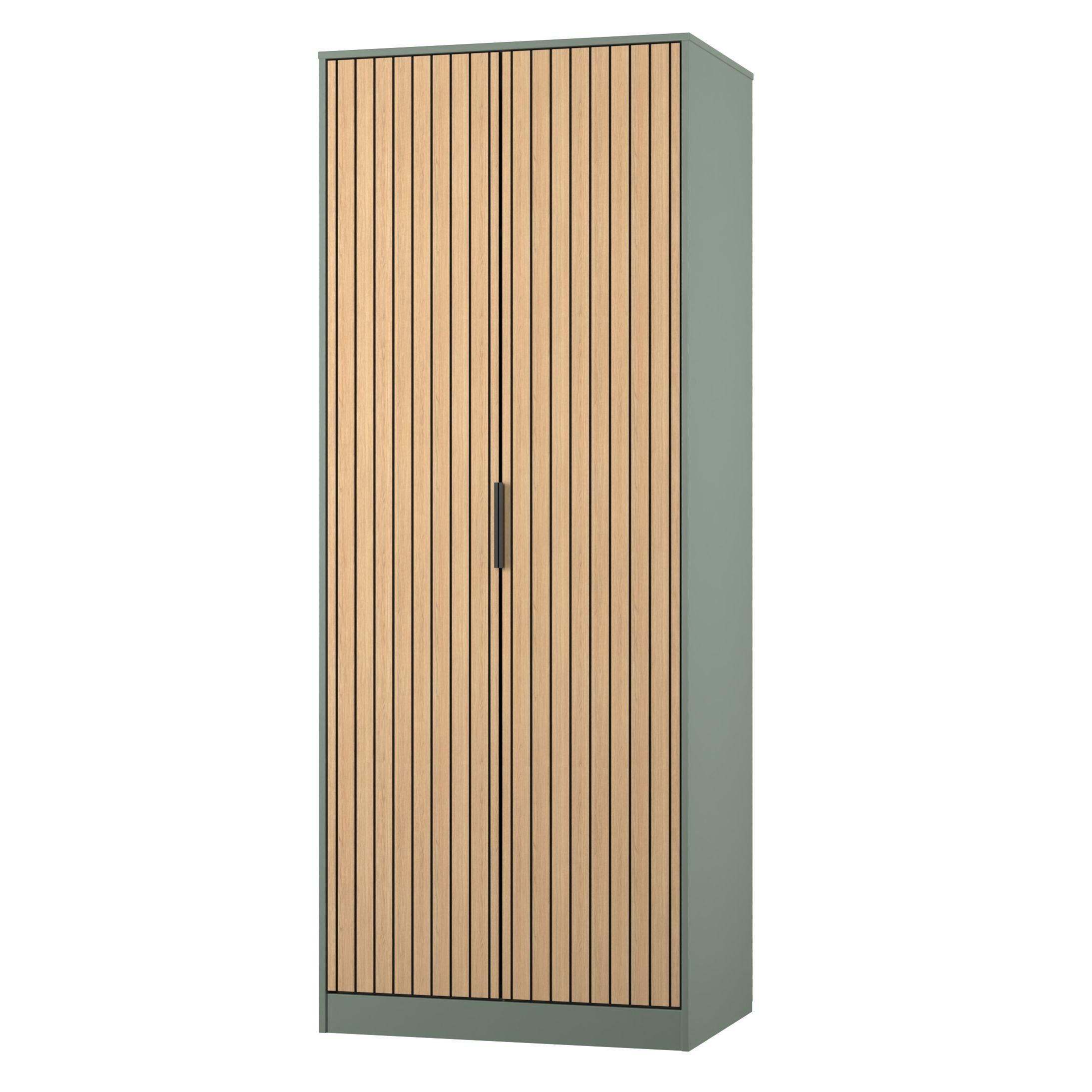 Slatted Oak & R - Welcome Furniture - Fiji 2 Door Wardrobe - Ready Assembled - 4