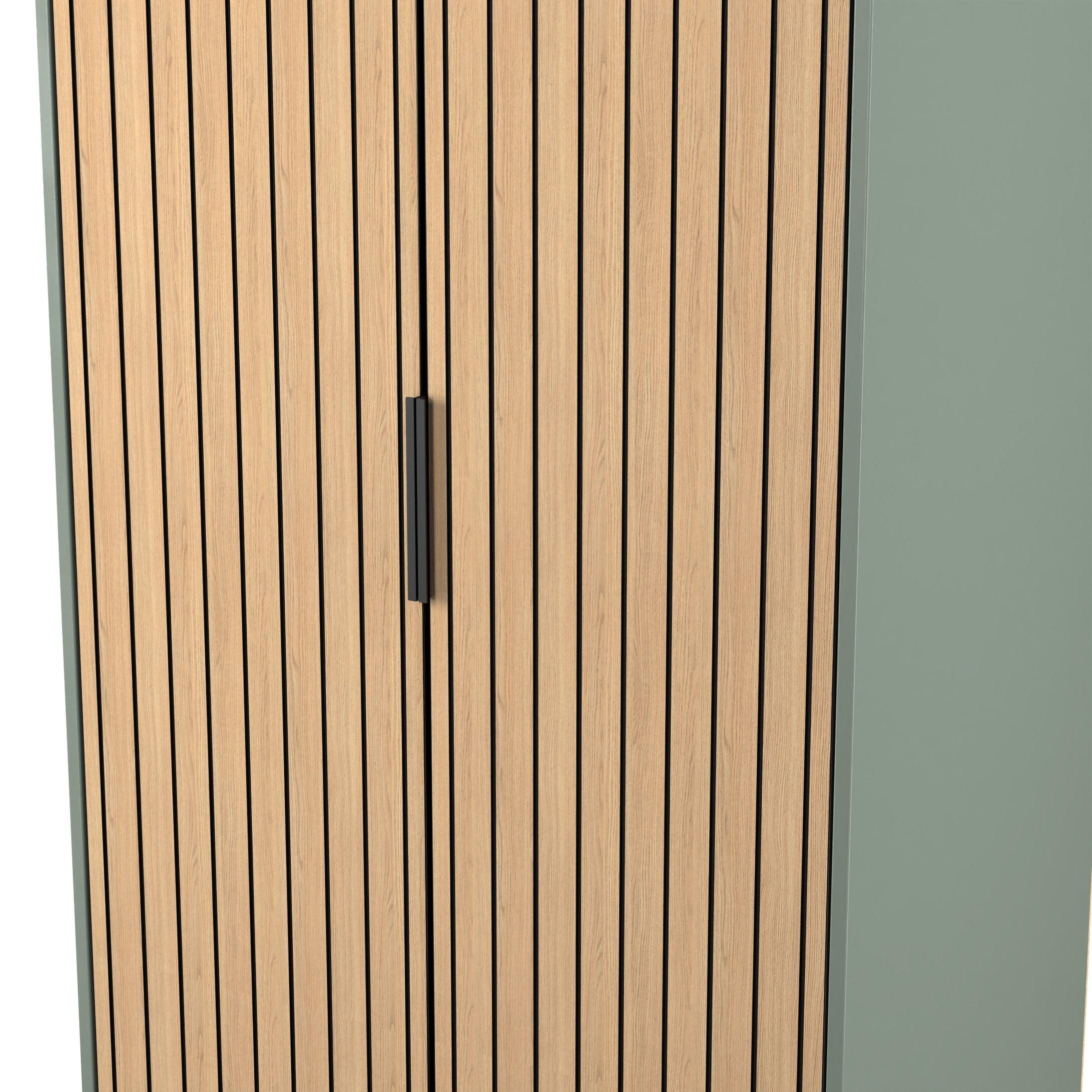 Slatted Oak & R - Welcome Furniture - Fiji 2 Door Wardrobe - Ready Assembled - 5
