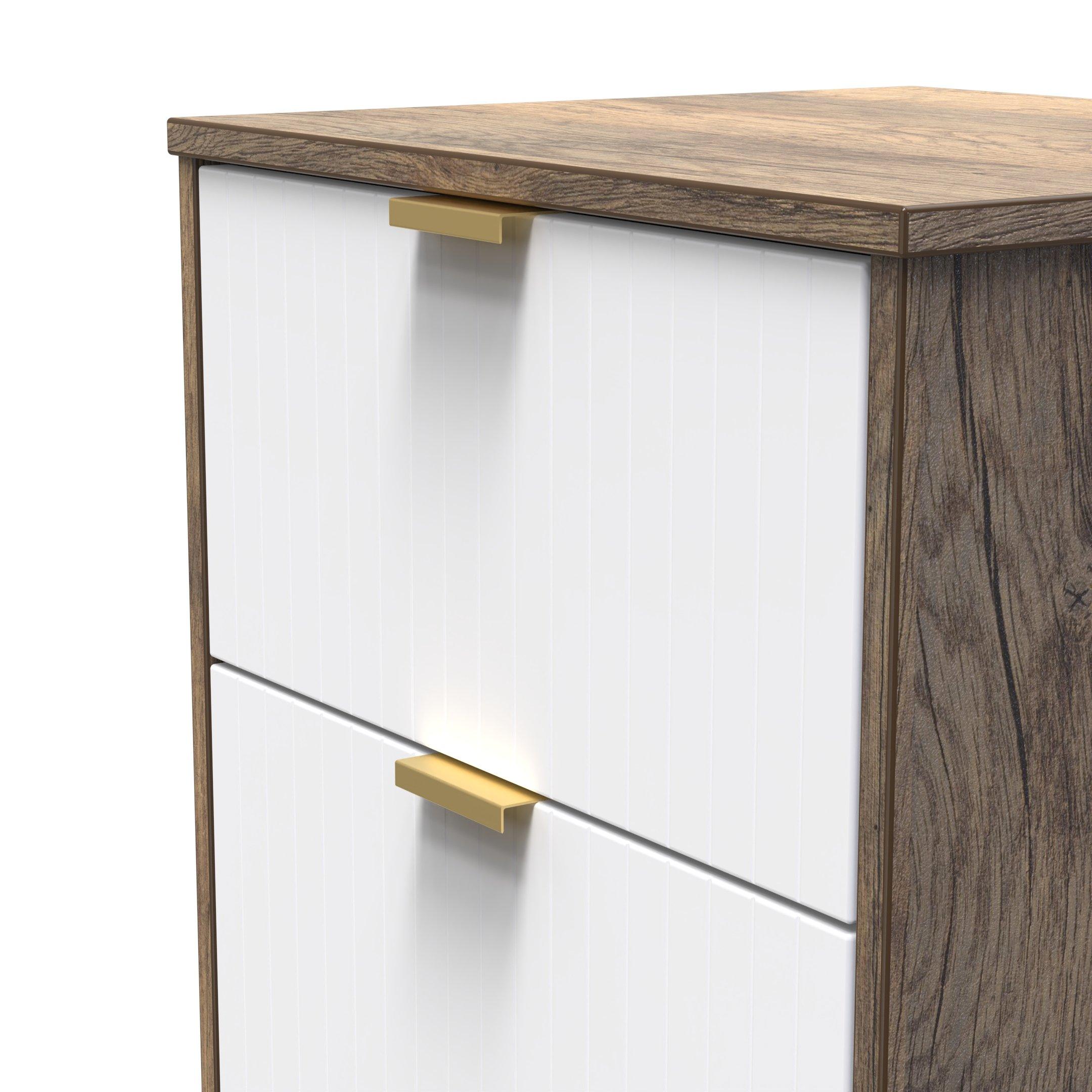 White Matt & Vi - Welcome Furniture - Nashville 3 Drawer Bedside Cabinet - 5