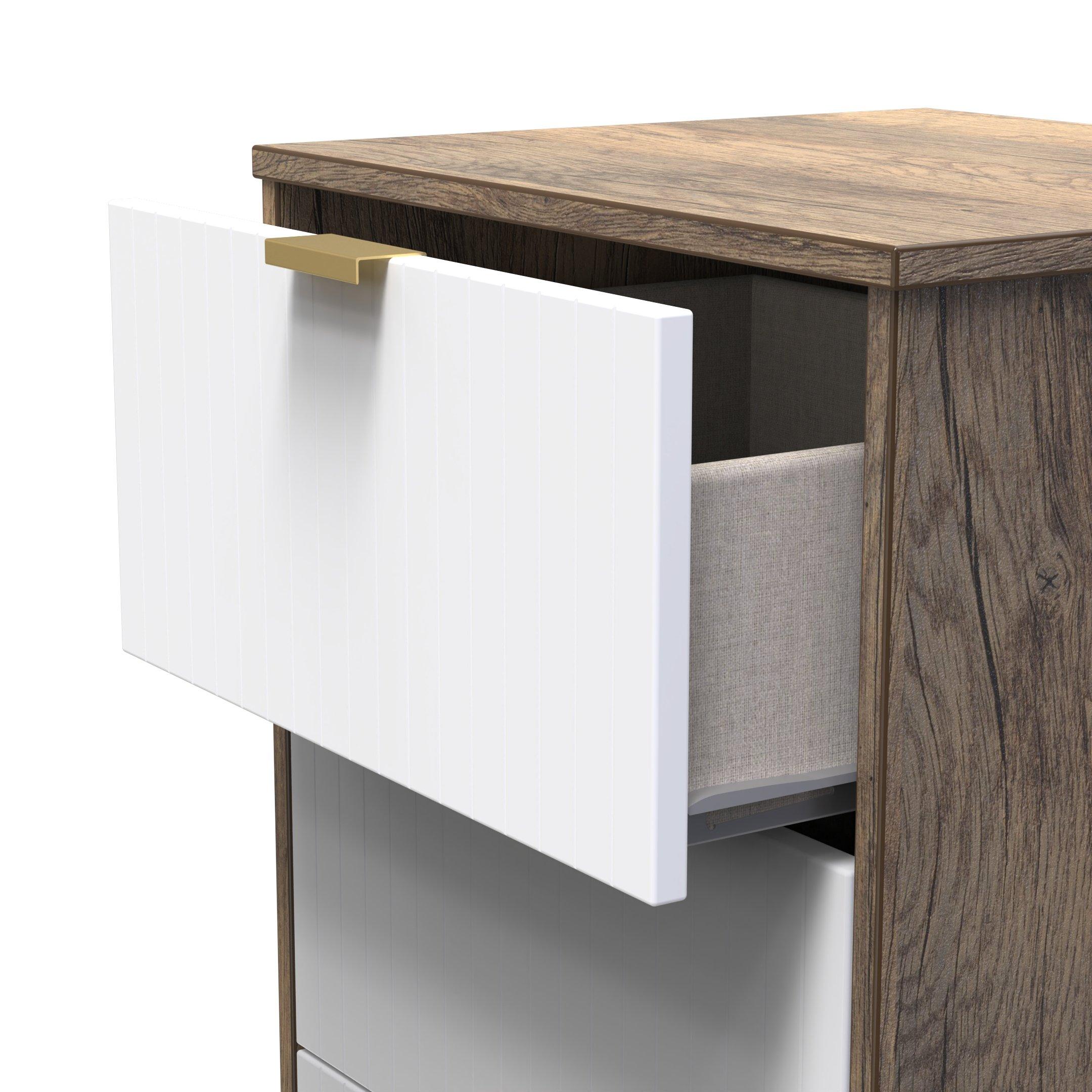 White Matt & Vi - Welcome Furniture - Nashville 3 Drawer Bedside Cabinet - 6