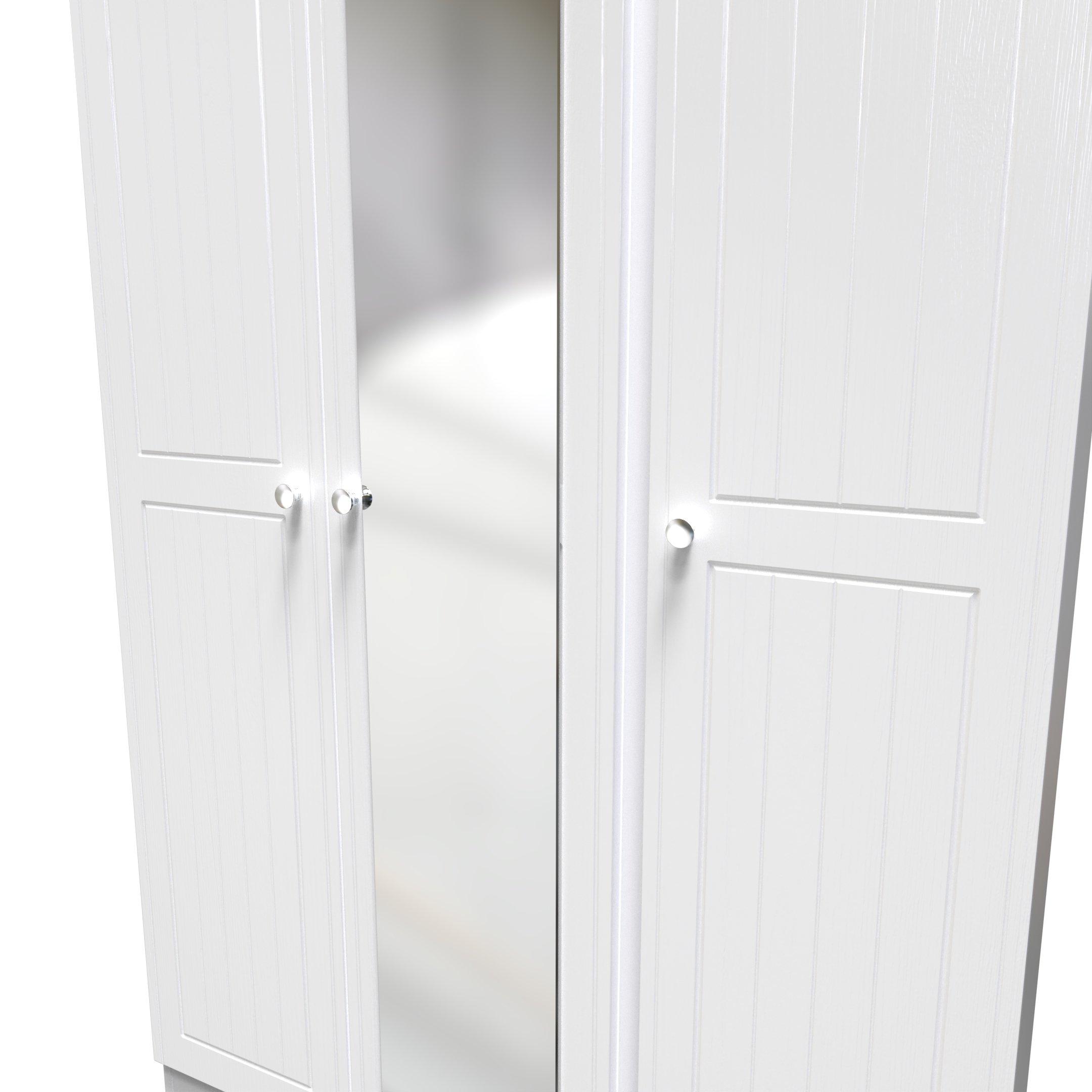 Porcelain Ash & - Welcome Furniture - Vienna Triple Mirror Wardrobe - Ready Assembled - 4