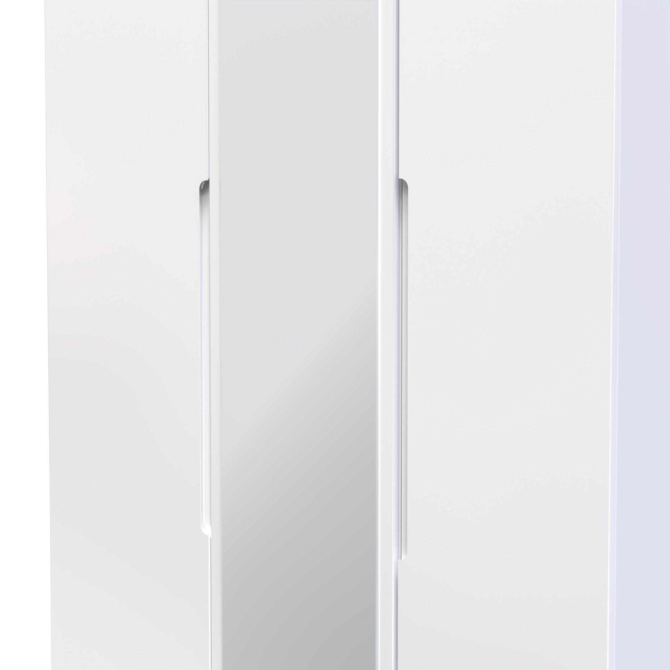 White Gloss & W - Welcome Furniture - Milan Tall Triple Mirror Wardrobe - Ready Assemble - 4