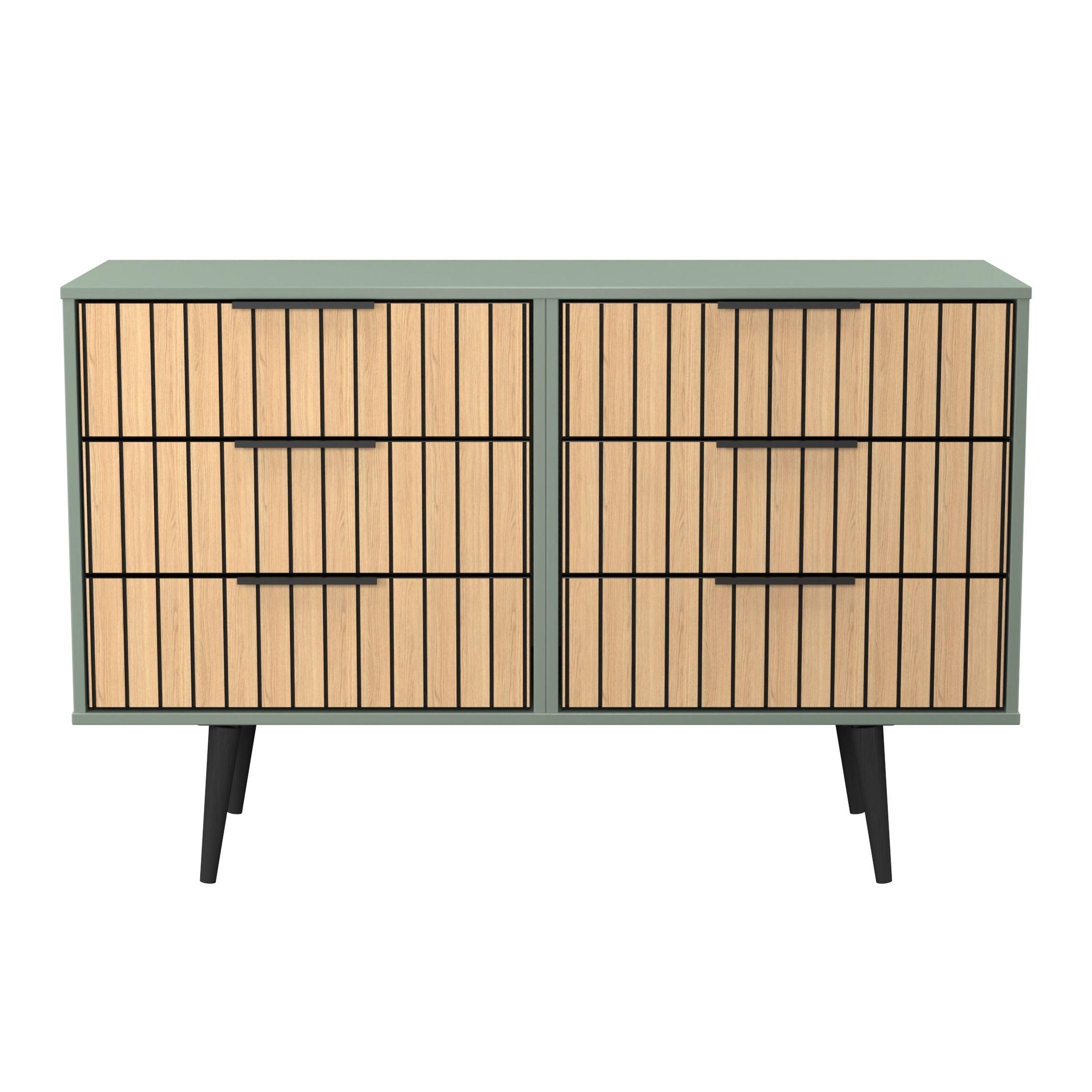 Slatted Oak & R - Welcome Furniture - Fiji 6 Drawer Chest - Ready Assembled - 2