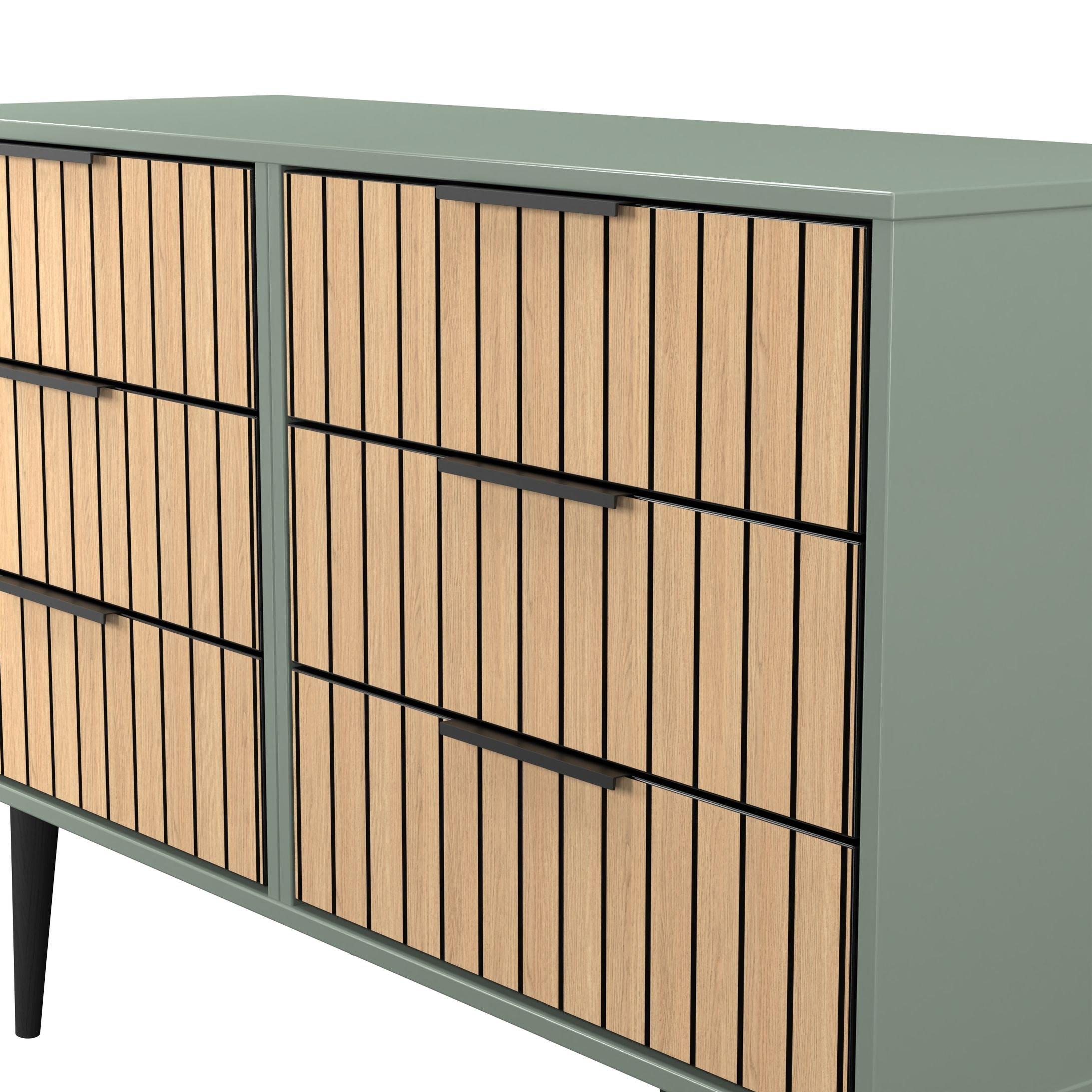 Slatted Oak & R - Welcome Furniture - Fiji 6 Drawer Chest - Ready Assembled - 5