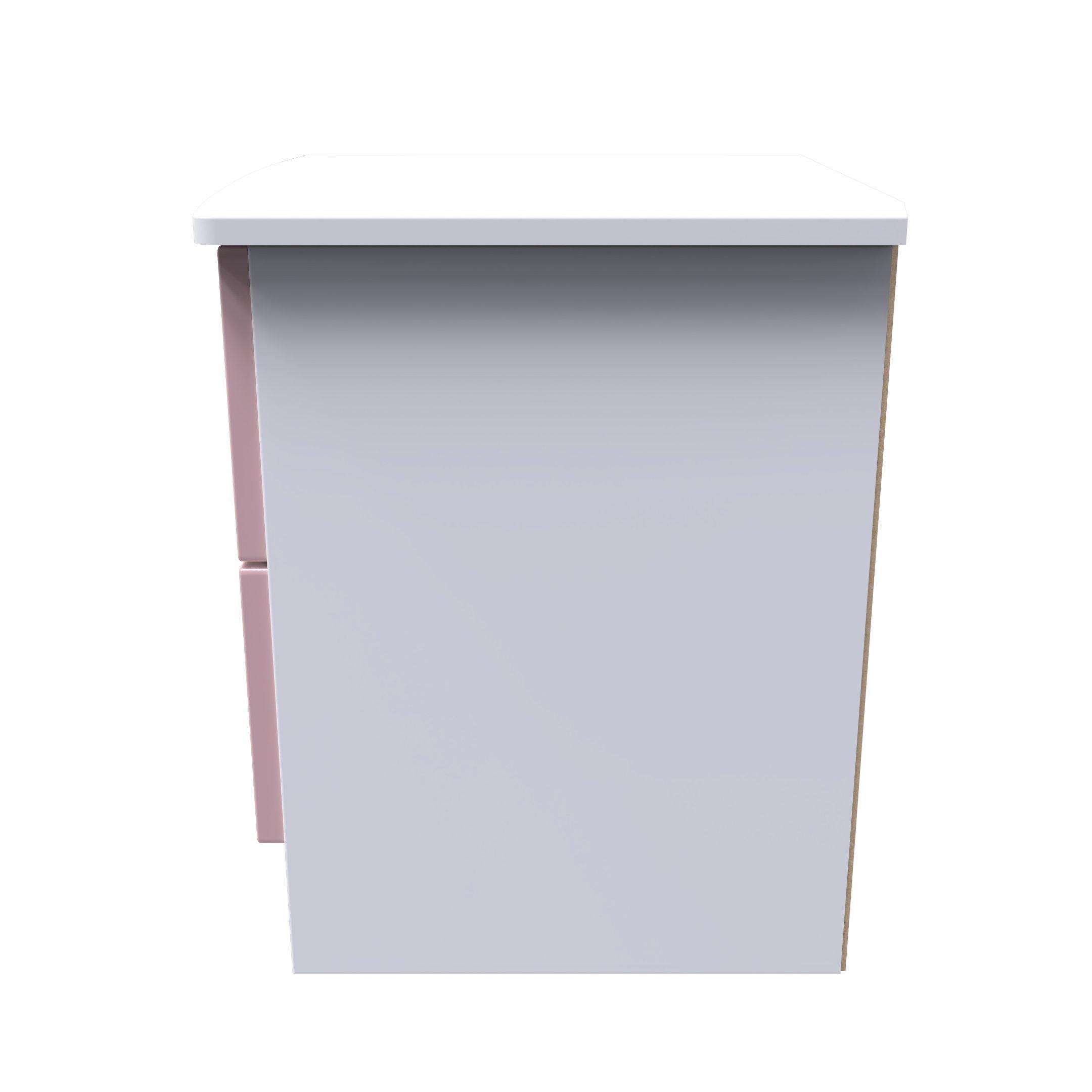 Kobe Pink & Whi - Welcome Furniture - Camden 2 Drawer Bedside - Ready Assembled - 2