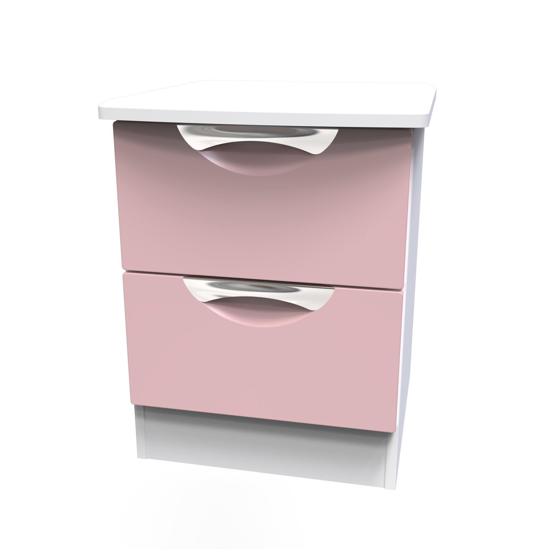 Kobe Pink & Whi - Welcome Furniture - Camden 2 Drawer Bedside - Ready Assembled - 3