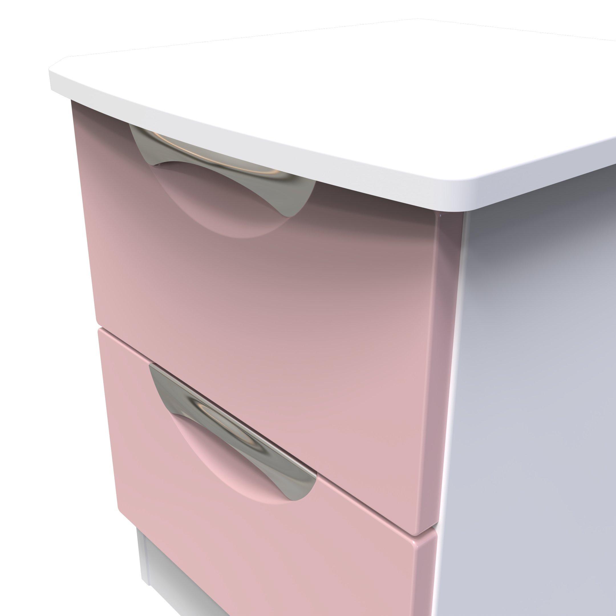 Kobe Pink & Whi - Welcome Furniture - Camden 2 Drawer Bedside - Ready Assembled - 4