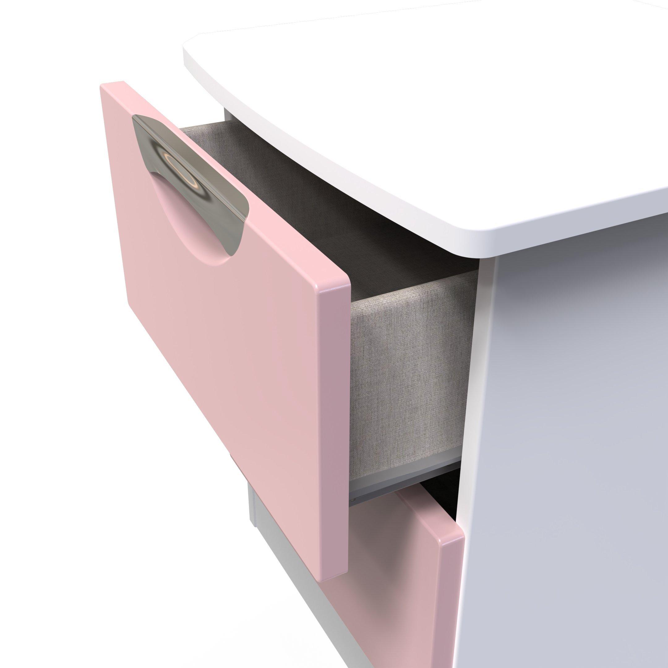 Kobe Pink & Whi - Welcome Furniture - Camden 2 Drawer Bedside - Ready Assembled - 5