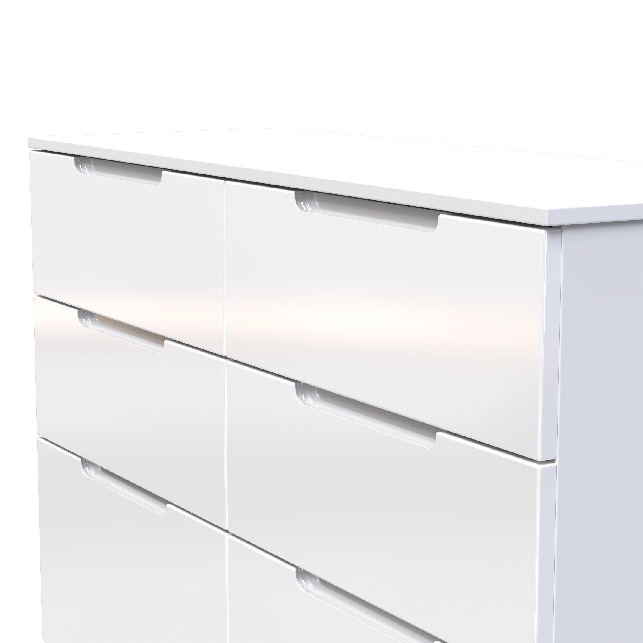 White Gloss & W - Welcome Furniture - Milan 6 Drawer Chest - Ready Assembled - 4