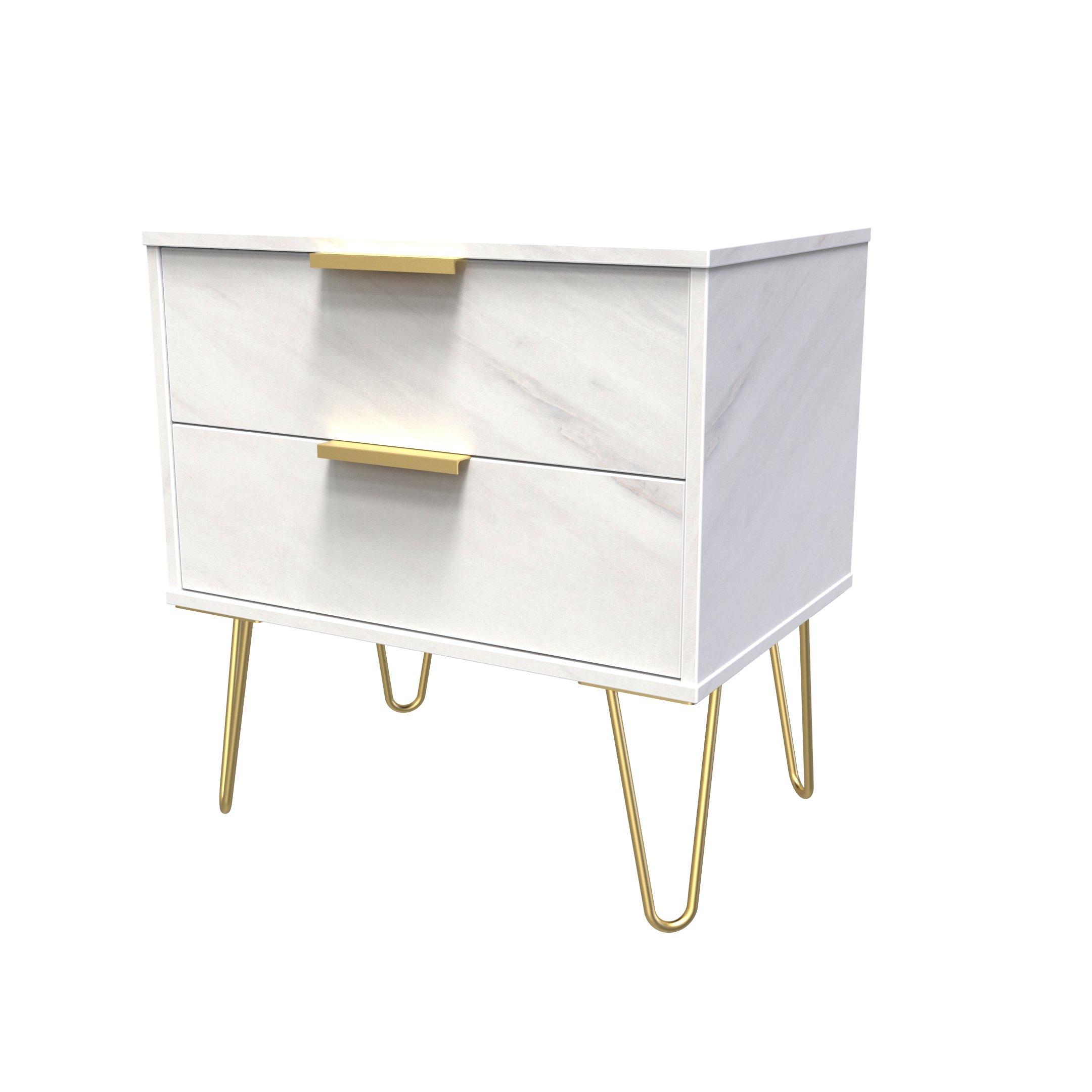 Marble - Welcome Furniture - Hong Kong 2 Drawer Side Table - Ready Assembled - 3
