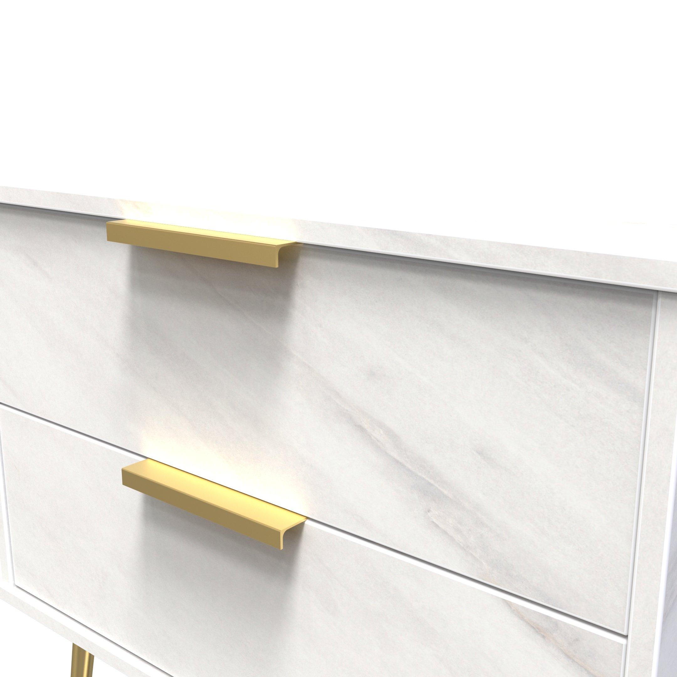 Marble - Welcome Furniture - Hong Kong 2 Drawer Side Table - Ready Assembled - 4
