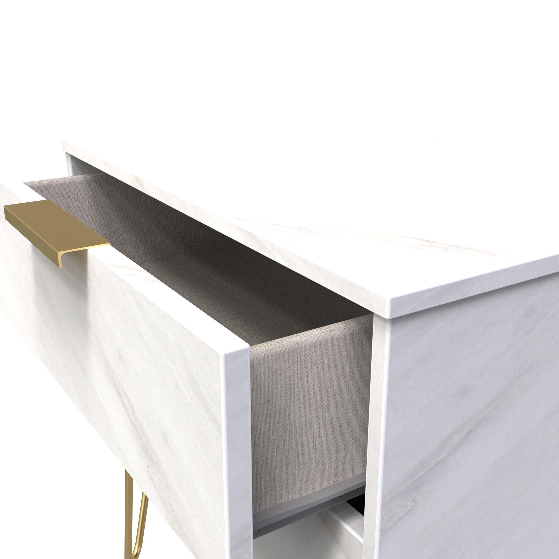 Marble - Welcome Furniture - Hong Kong 2 Drawer Side Table - Ready Assembled - 5