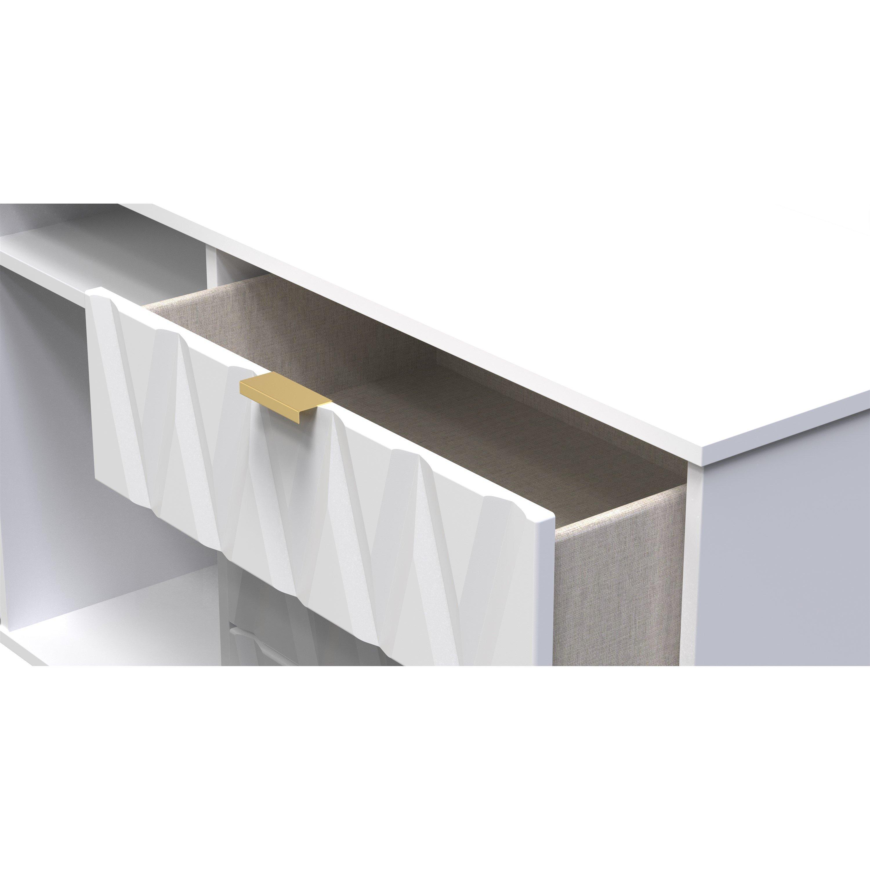 White Matt - Welcome Furniture - Diamond 6 Drawer Sideboard - Ready Assembled - 5