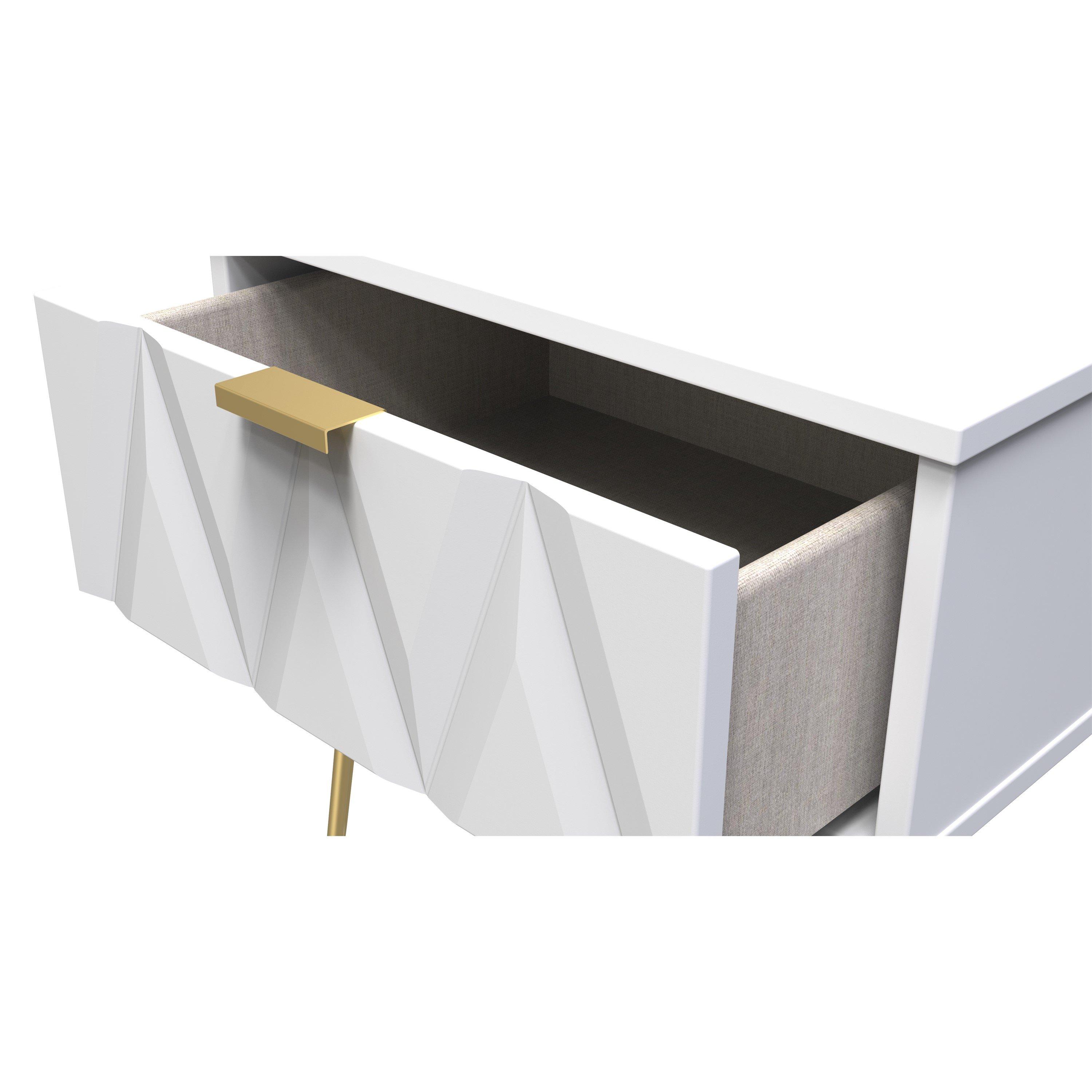 White Matt - Welcome Furniture - Diamond 1 Drawer Side Table - Ready Assembled - 5