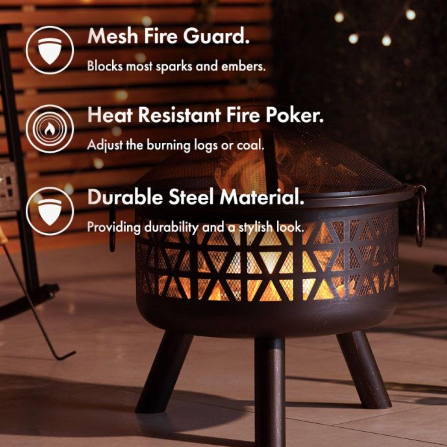 Black - VonHaus - VonHaus - Geo Fire Pit - 2