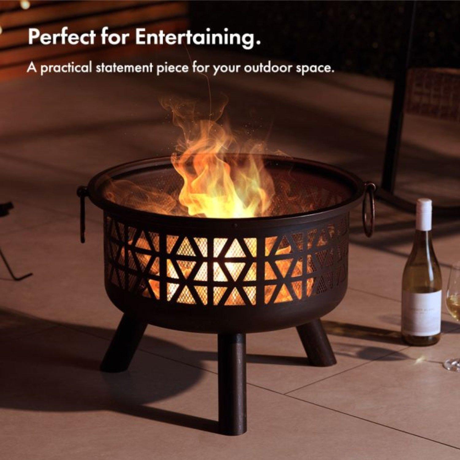 Black - VonHaus - VonHaus - Geo Fire Pit - 4