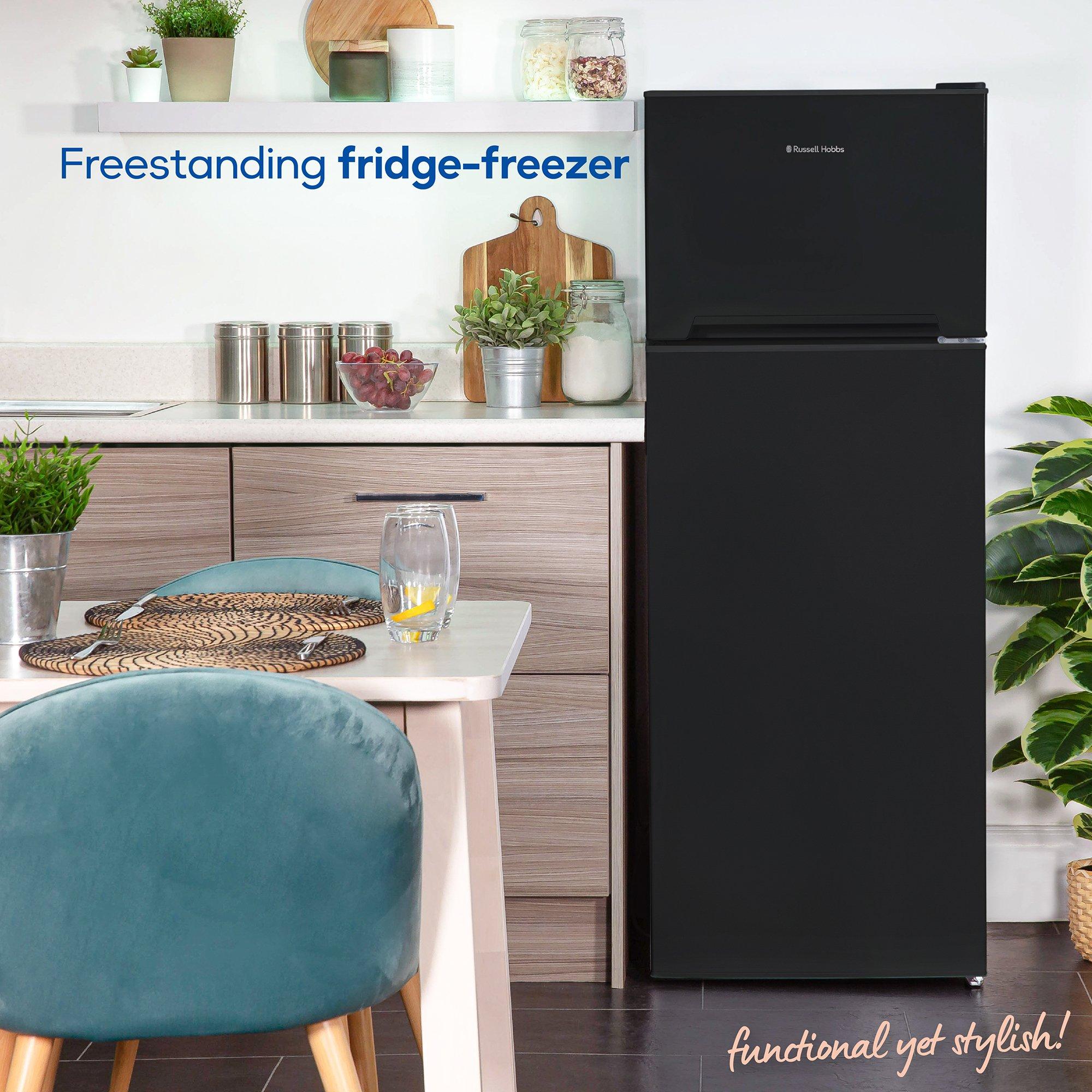 Black - Russell Hobbs - 145cm High Freestanding Fridge Freezer - 4