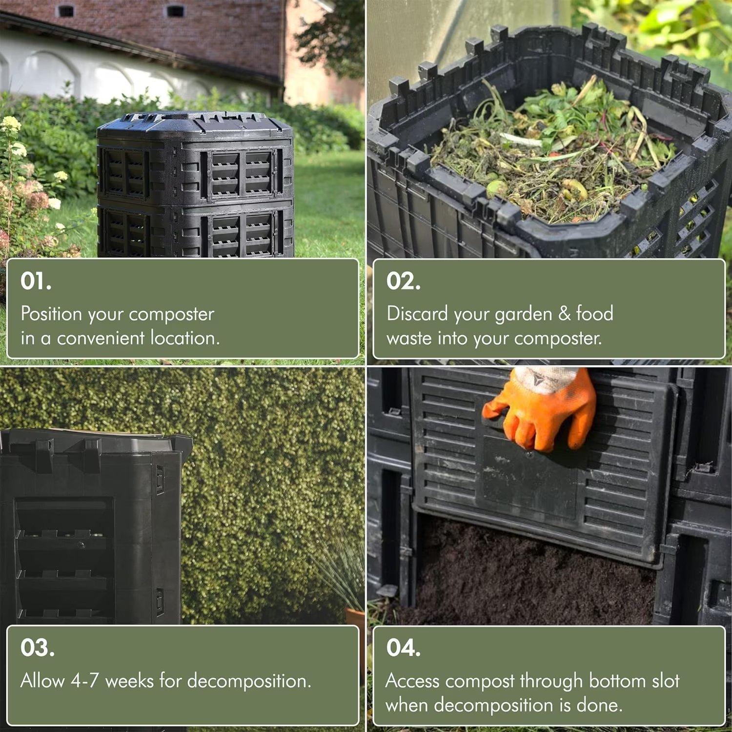 Black - VonHaus - VonHaus - 360L Black Composter - 5