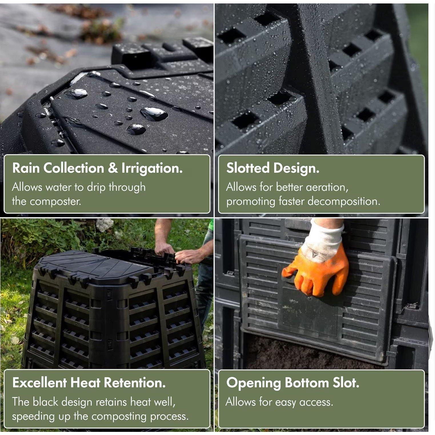 Black - VonHaus - VonHaus - 480L Black Composter - 3