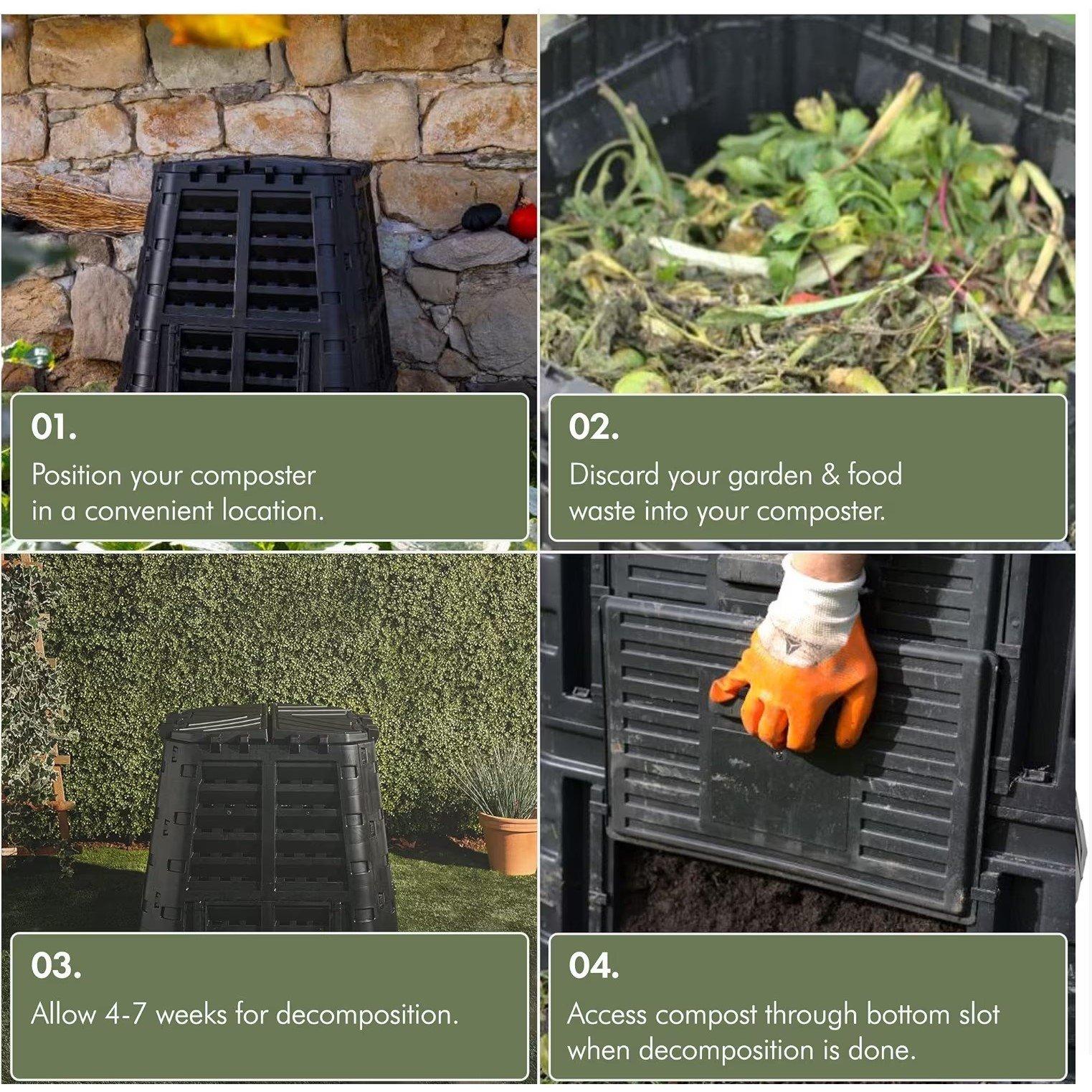 Black - VonHaus - VonHaus - 480L Black Composter - 5