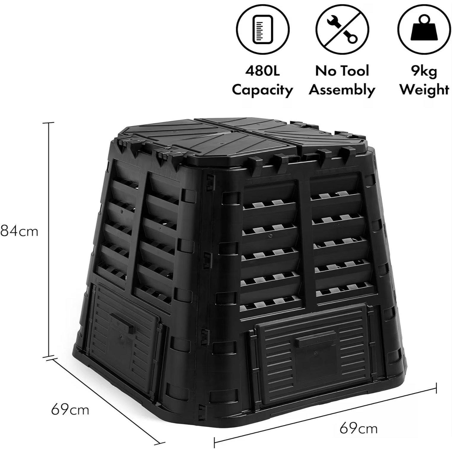 Black - VonHaus - VonHaus - 480L Black Composter - 7