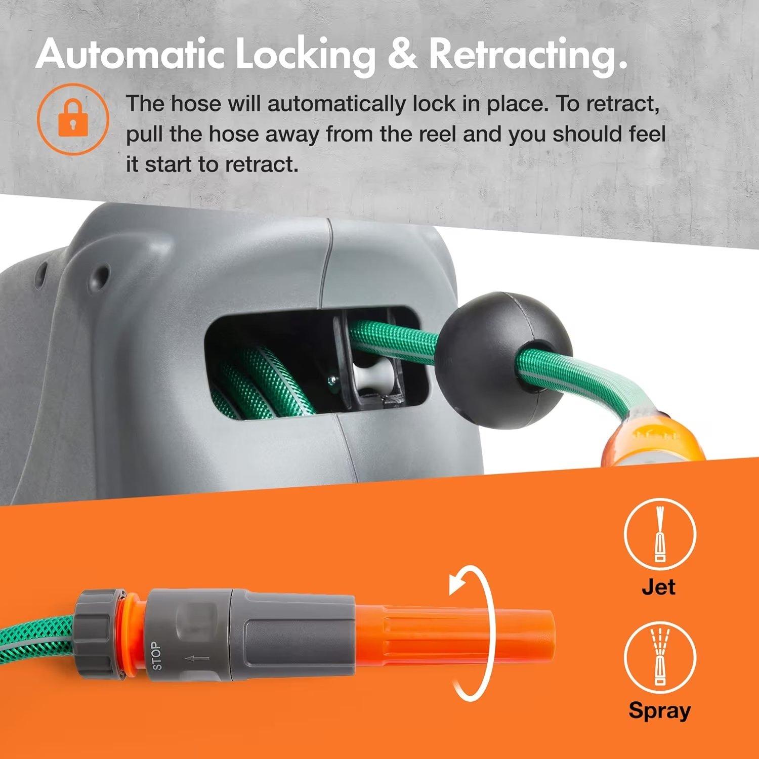 Grey - VonHaus - VonHaus Hose Wall Mounted Hose Auto Rewind - 2