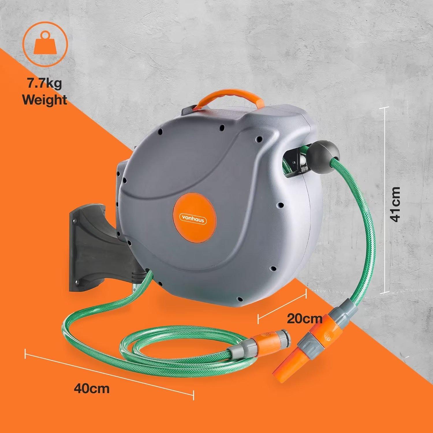 Grey - VonHaus - VonHaus Hose Wall Mounted Hose Auto Rewind - 5