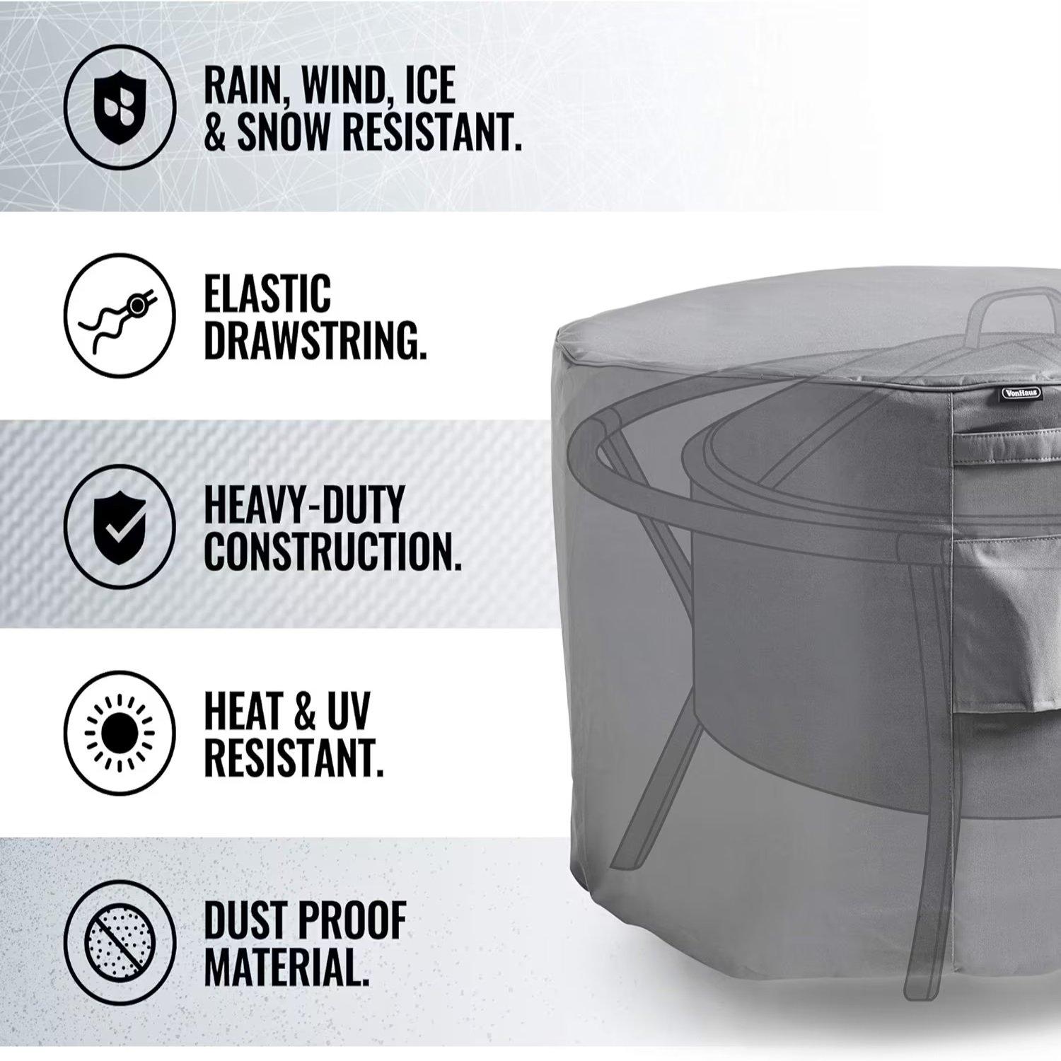 Grey - VonHaus - VonHaus - Round Fire Pit Cover - 3