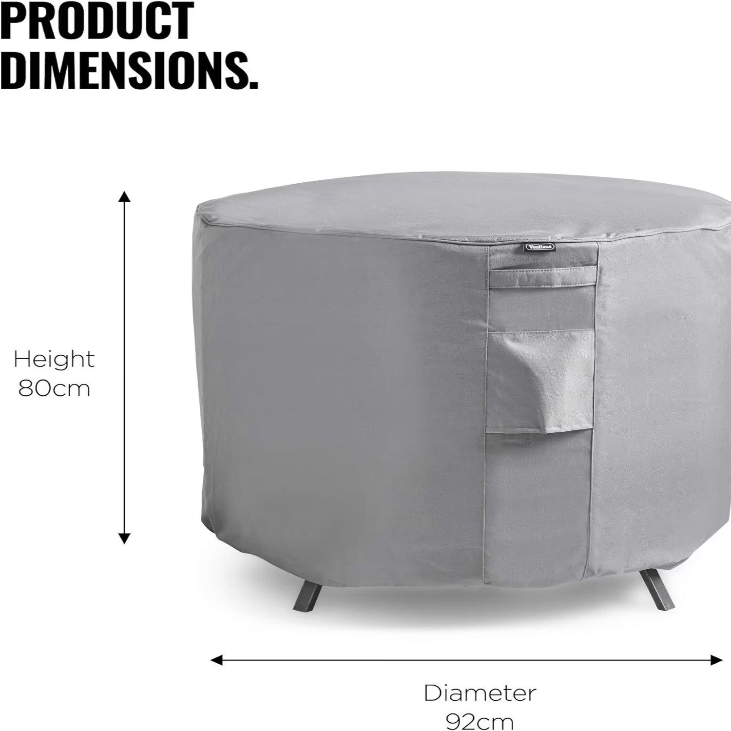 Grey - VonHaus - VonHaus - Round Fire Pit Cover - 5