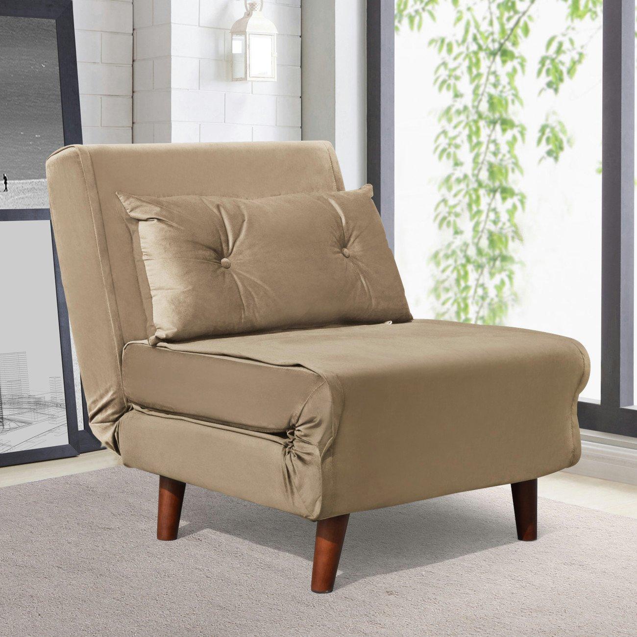 Beige - Comfy Living - Single Plush Sofa Bed