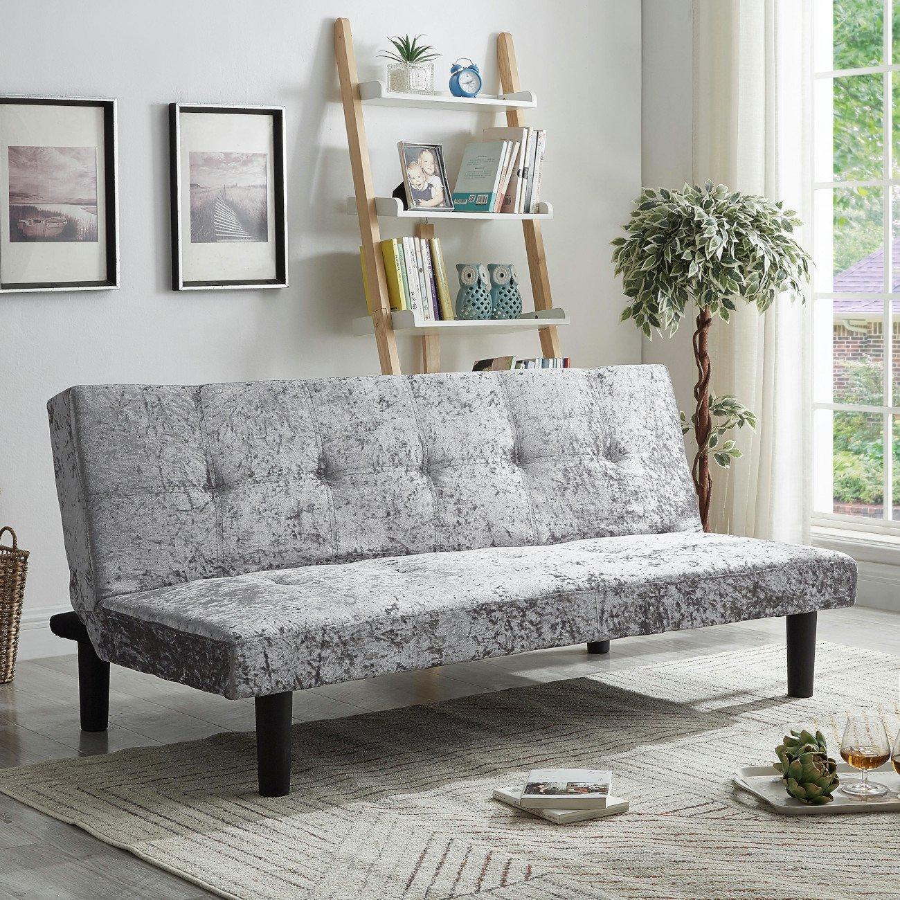 Single Crushed Velvet Sofa Bed Only