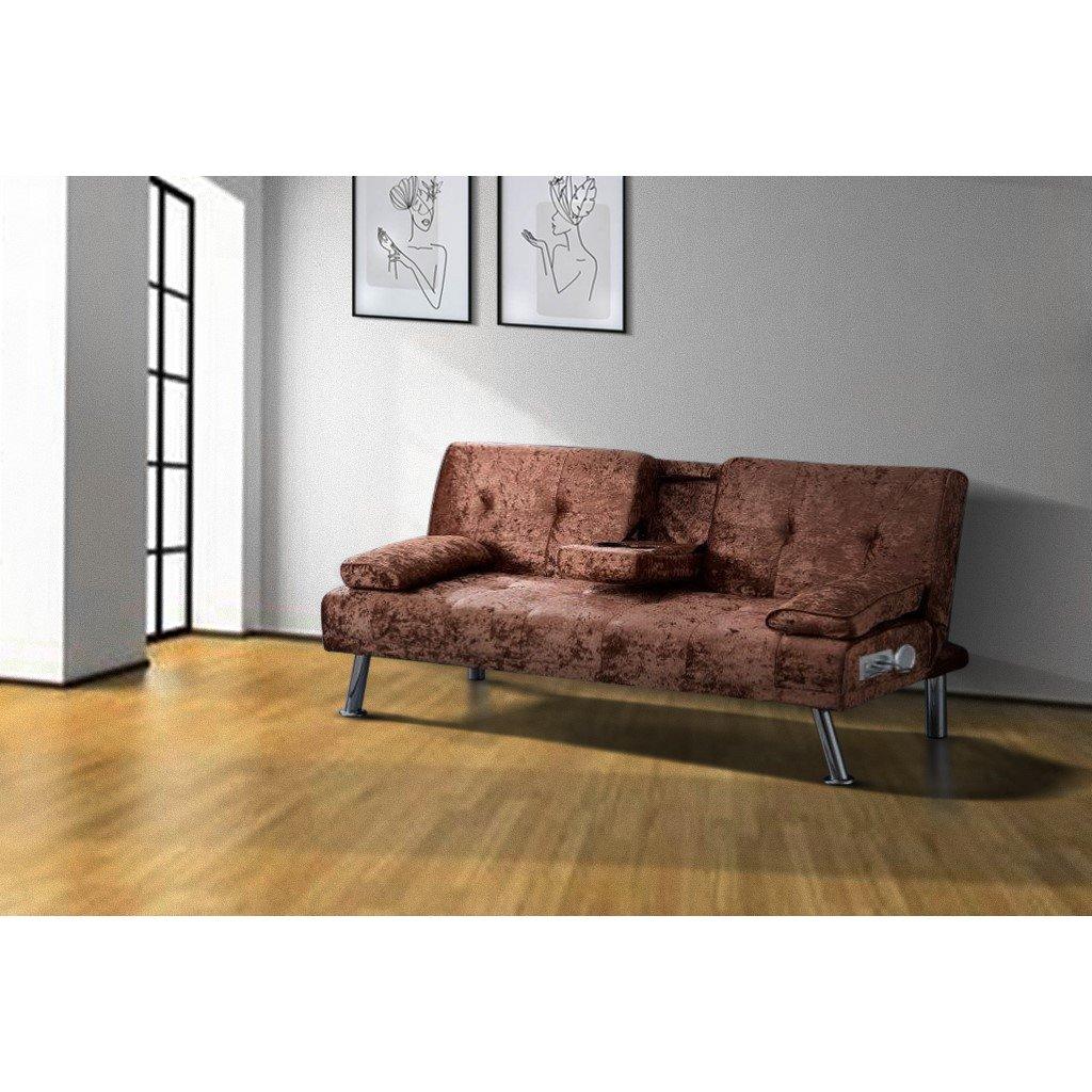 Single Crushed Velvet Sofa Bed with Bluetooth