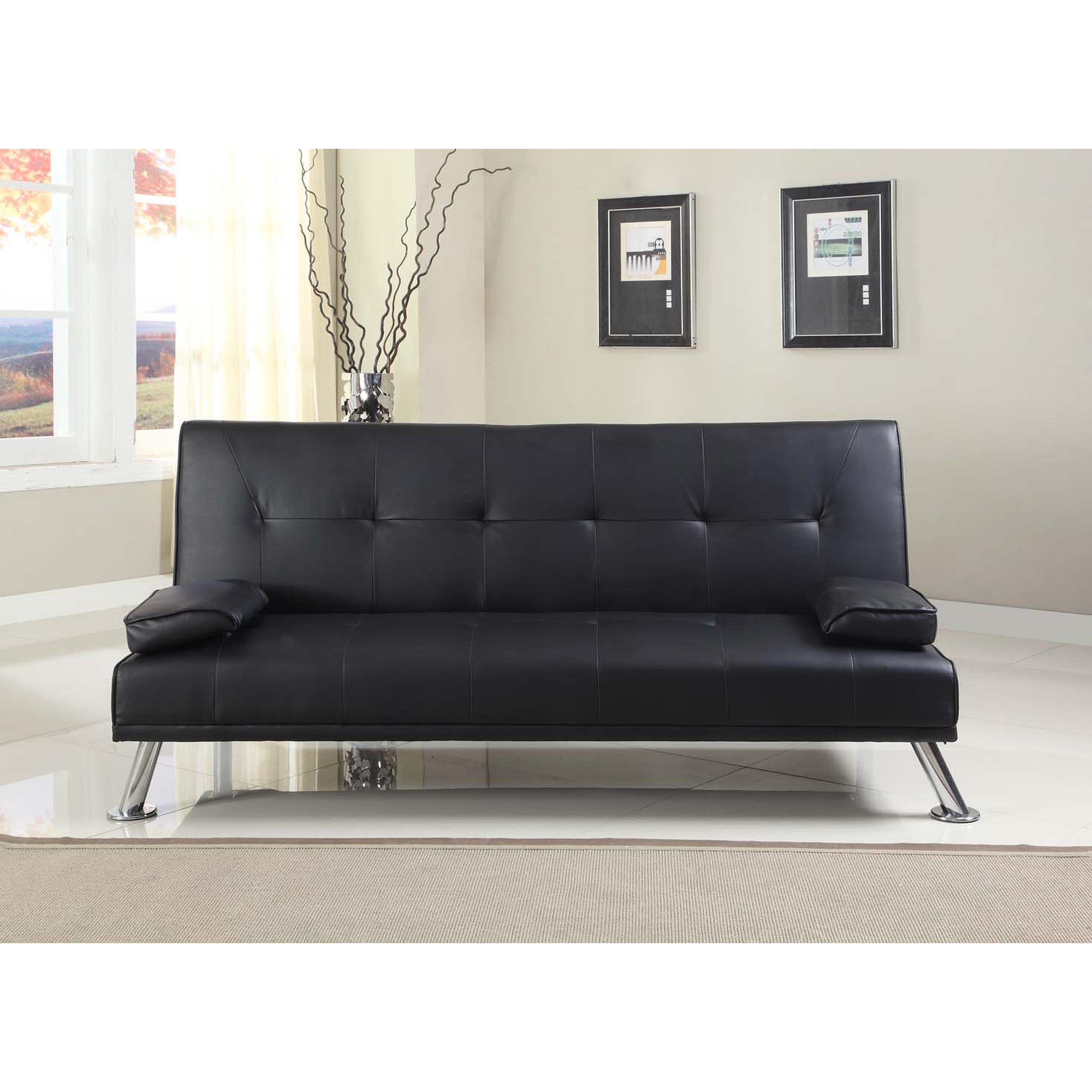 Black - Comfy Living - Italian PU Leather Sofa Bed - 1