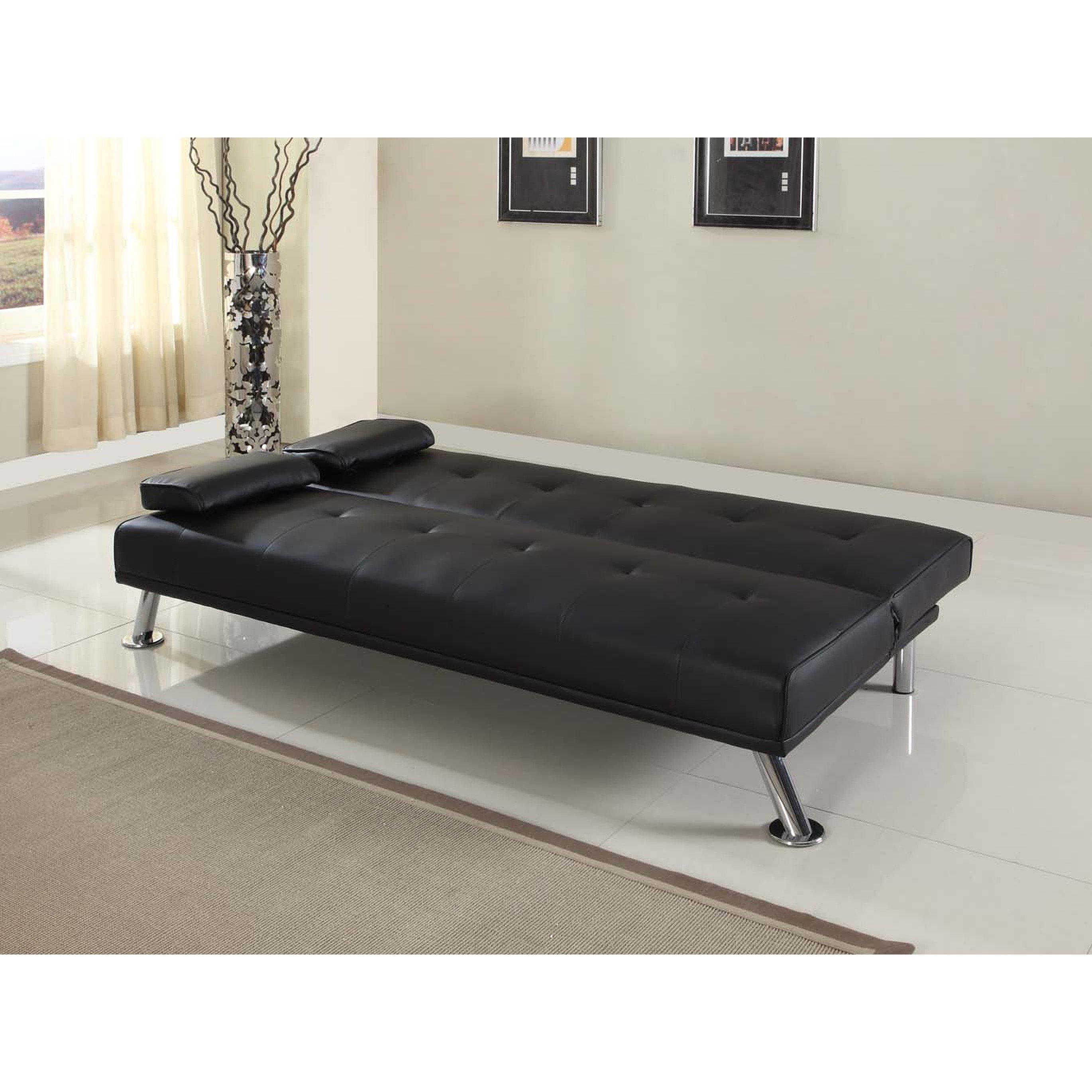 Black - Comfy Living - Italian PU Leather Sofa Bed - 2