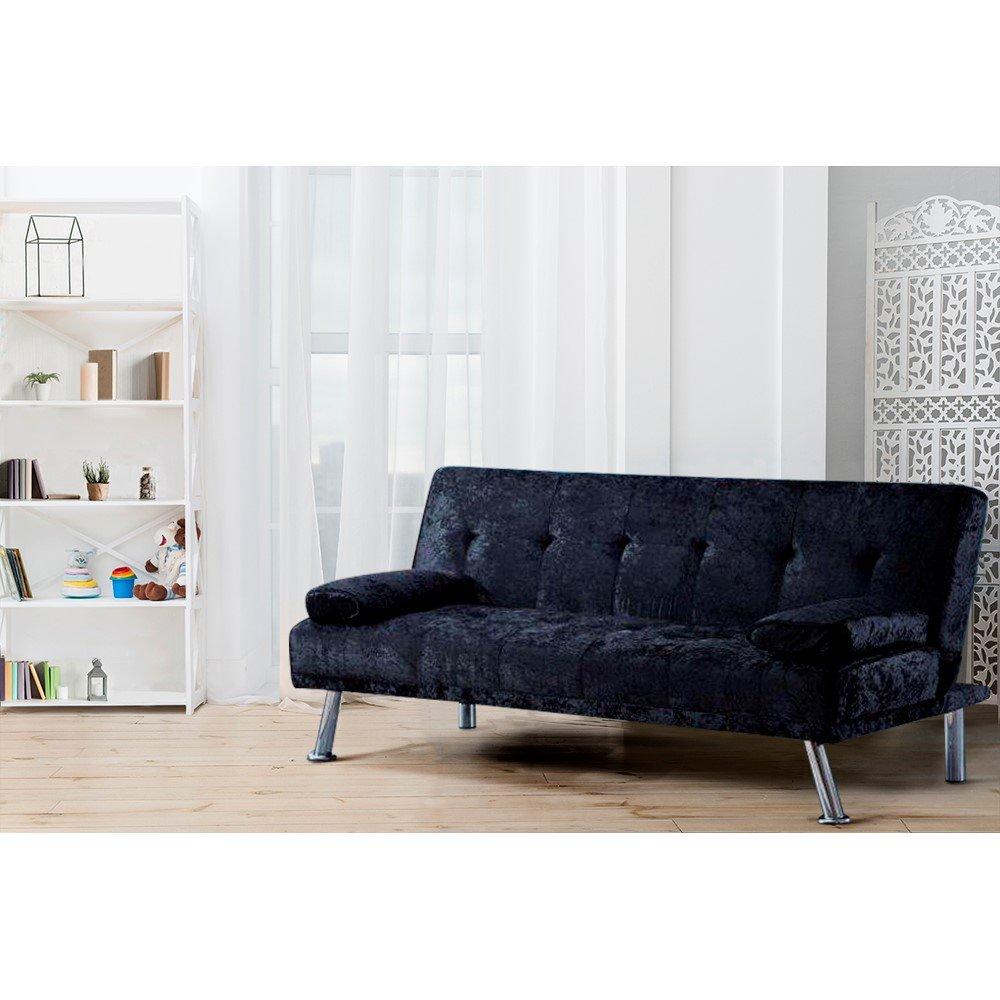 Black - Comfy Living - Italian Crushed Velvet Sofa Bed