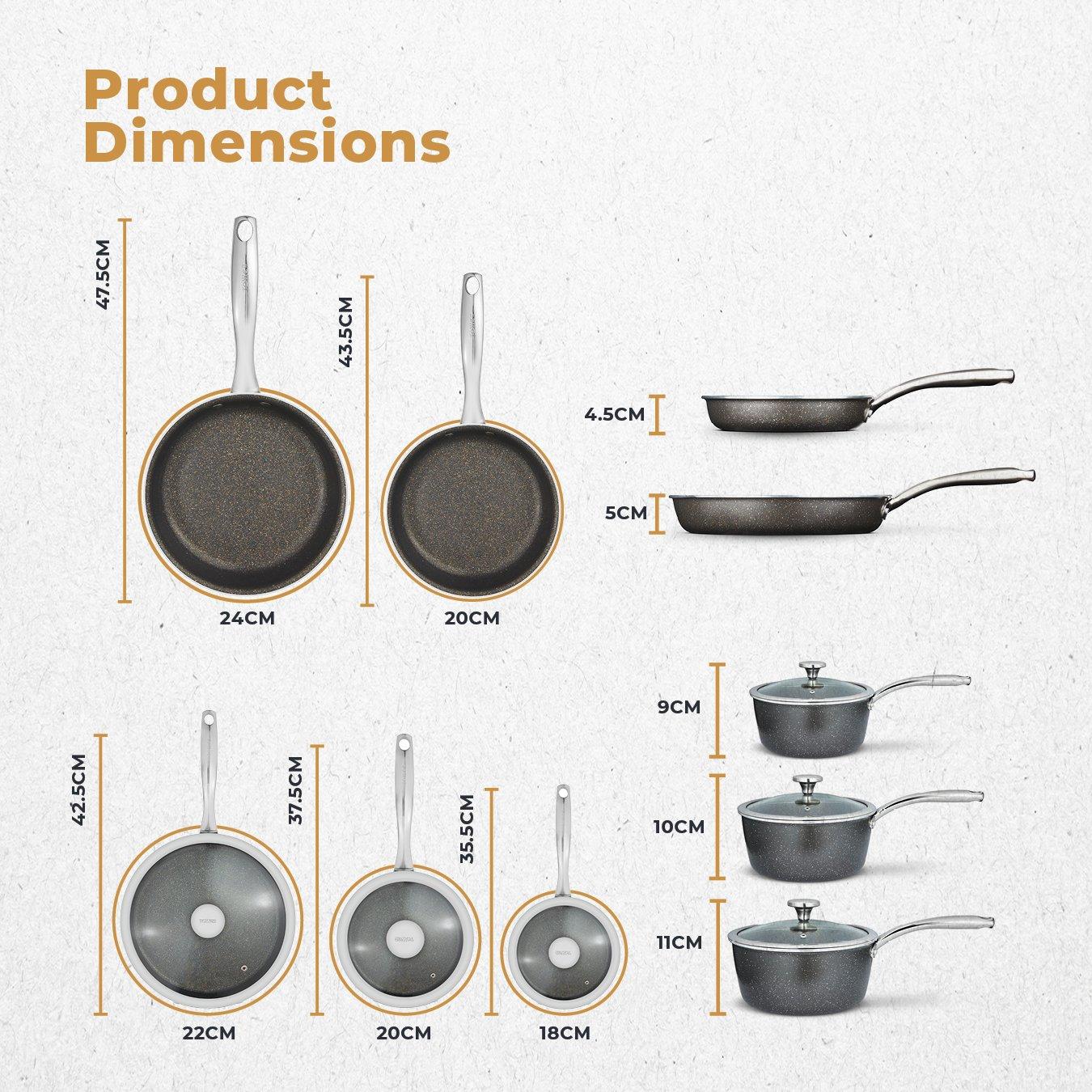 Graphite - Tower - Cerastone Pro 5 Piece Cookware Set - 8